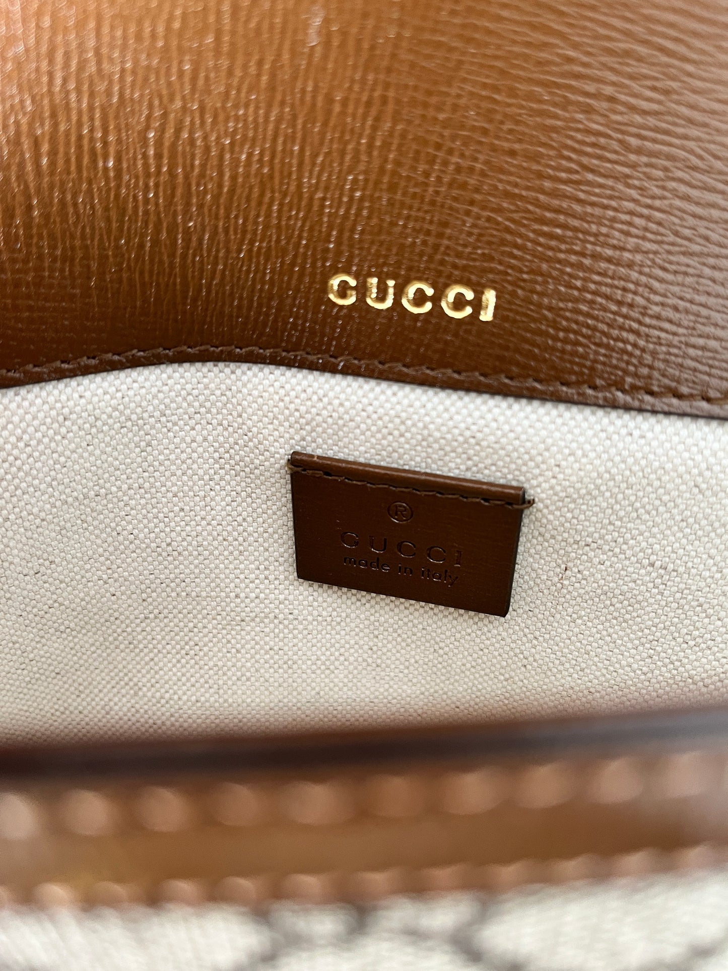 GUCCI Mini GG Supreme 1955 Horsebit Monogram Web Strap Crossbody Shoulder Bag