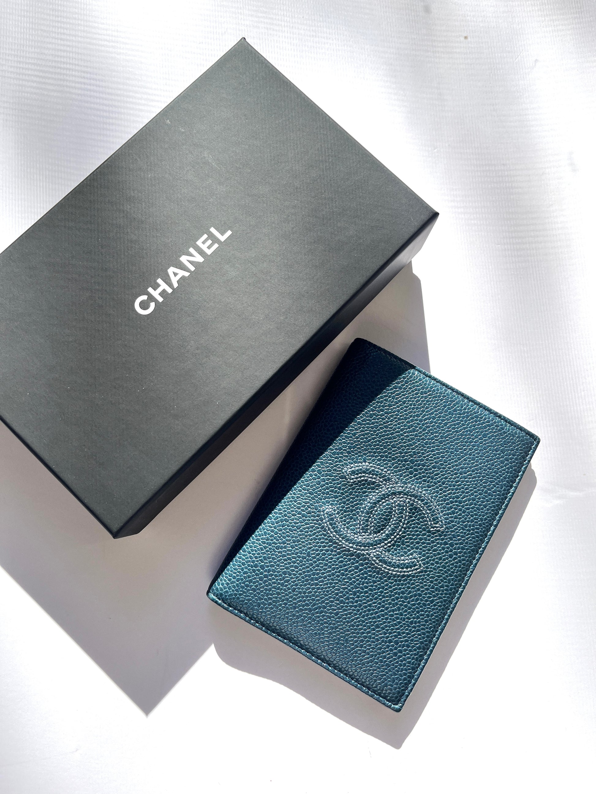 CHANEL Timeless CC 2019 Caviar Blue Passport Holder Case Cover