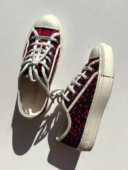 Christian Dior Walk’n’Dior Pop Heart Cotton Blue Red Sneakers 38, 7.5