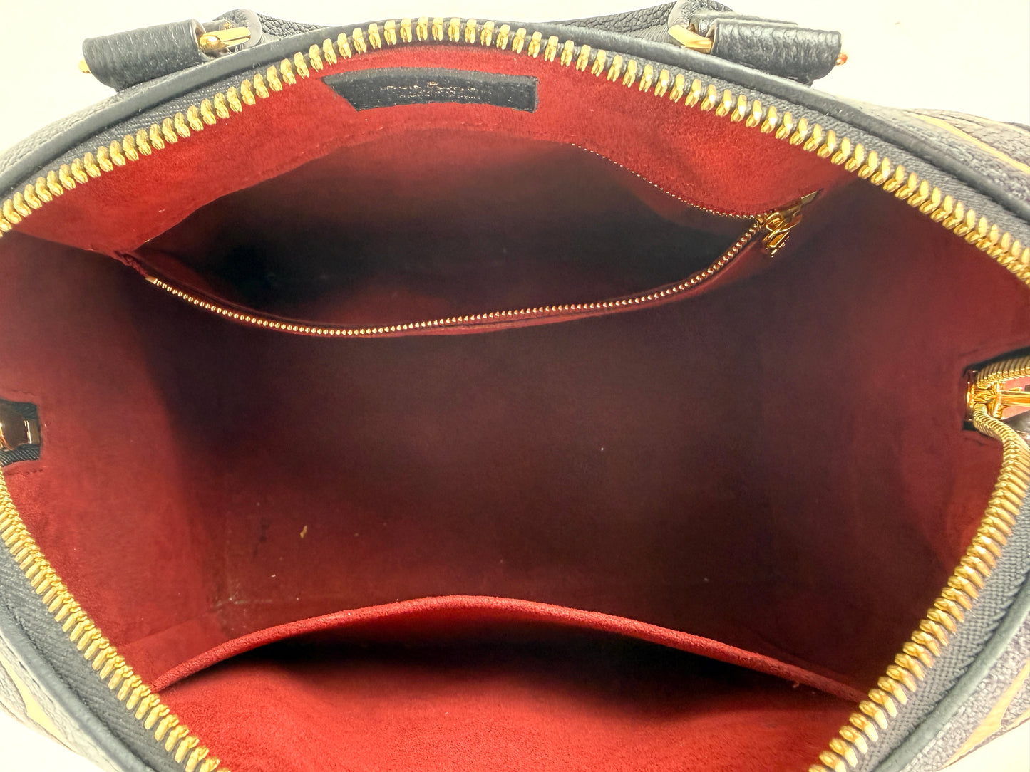Louis Vuitton Empreinte Giant Monogram Speedy 25 Bandouliere Black Beige Leather Bag