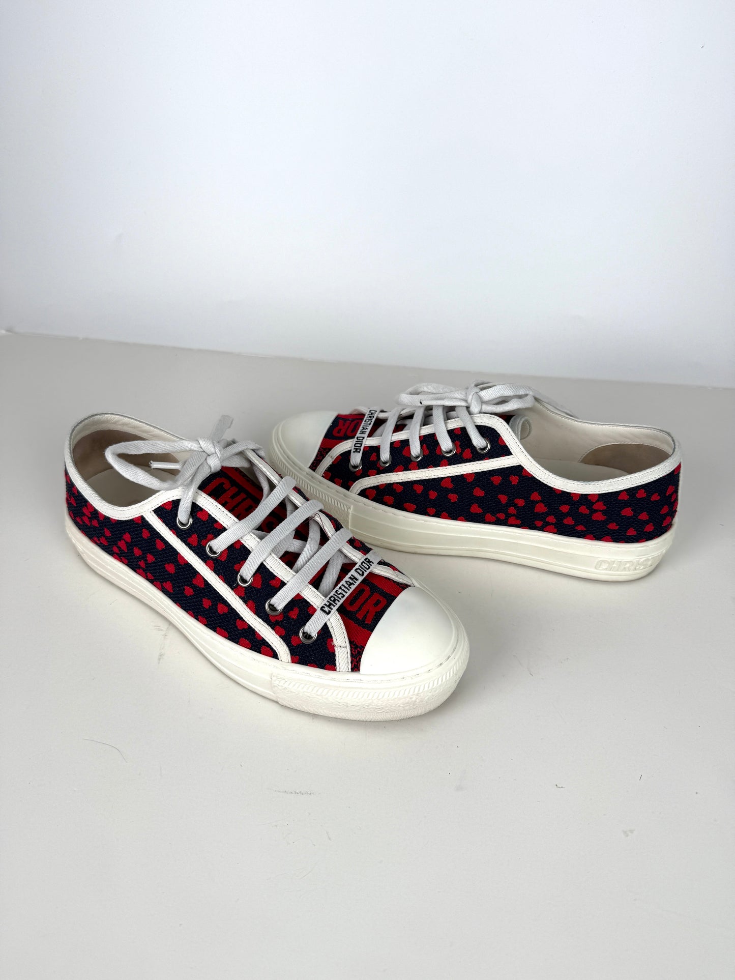 Christian Dior Walk’n’Dior Pop Heart Cotton Blue Red Sneakers 38, 7.5