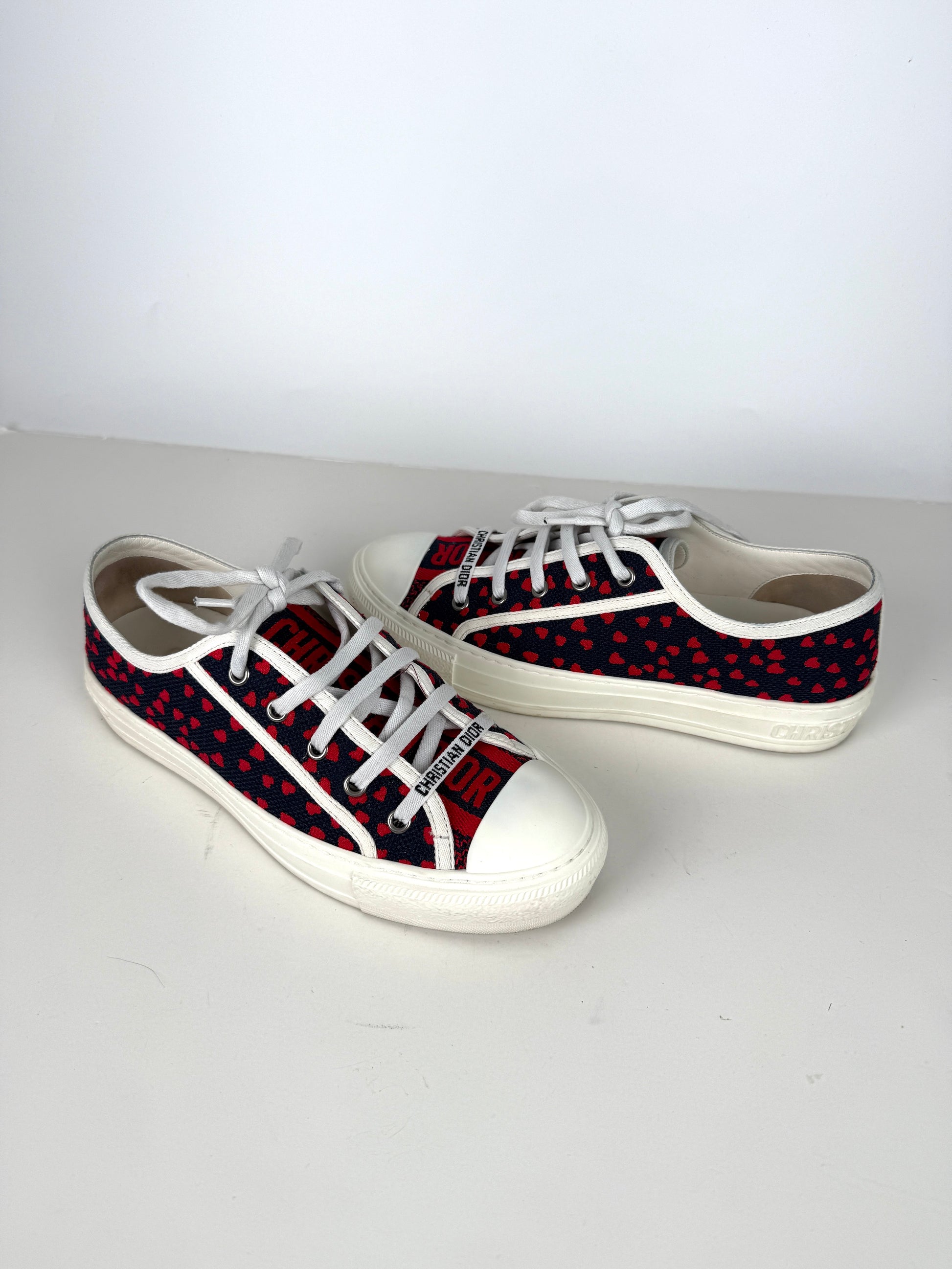 Christian Dior Walk’n’Dior Pop Heart Cotton Blue Red Sneakers 38, 7.5