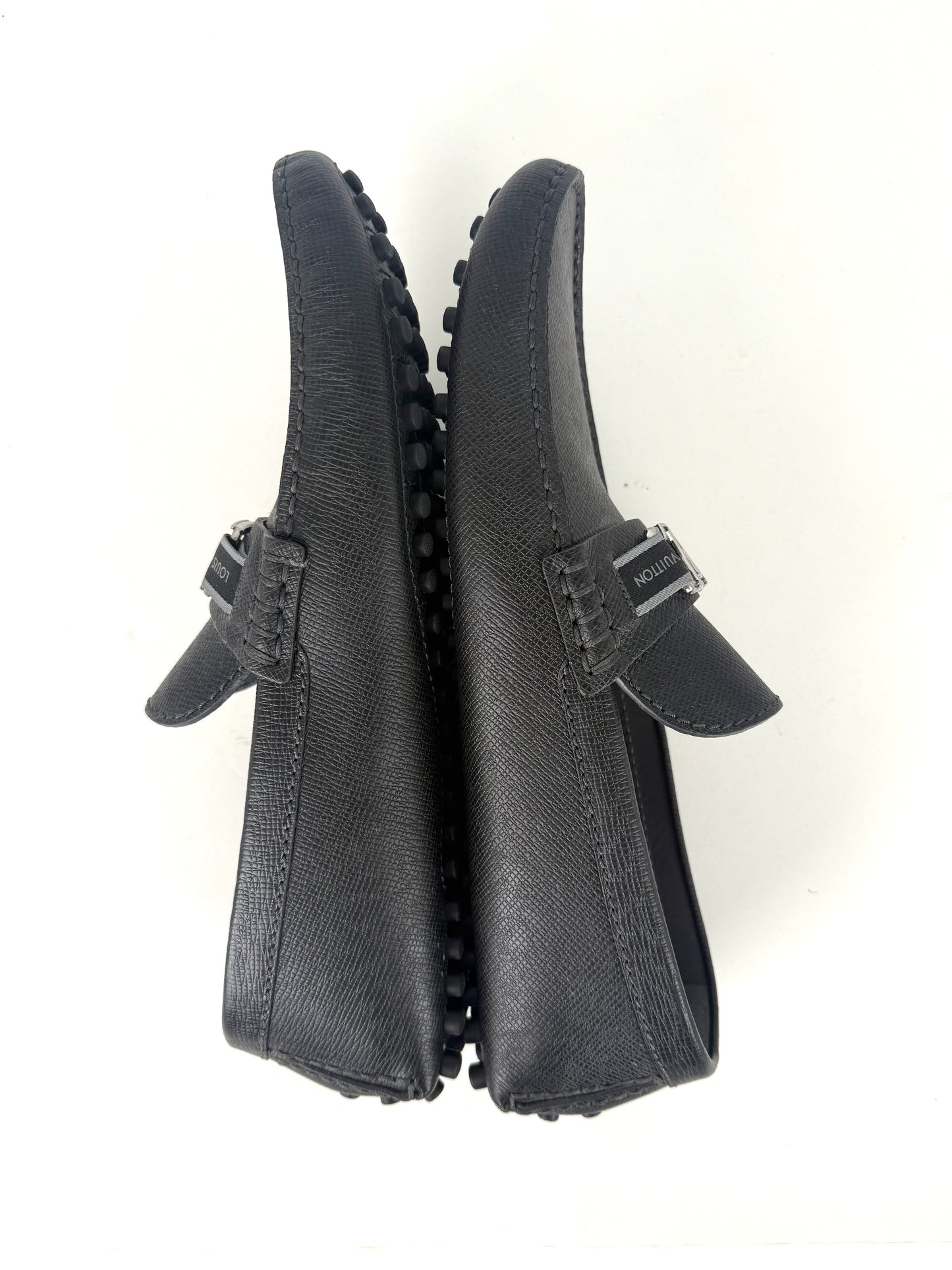 Louis Vuitton Black LV Logo Leather Moccasin Loafer Shoes 9.5