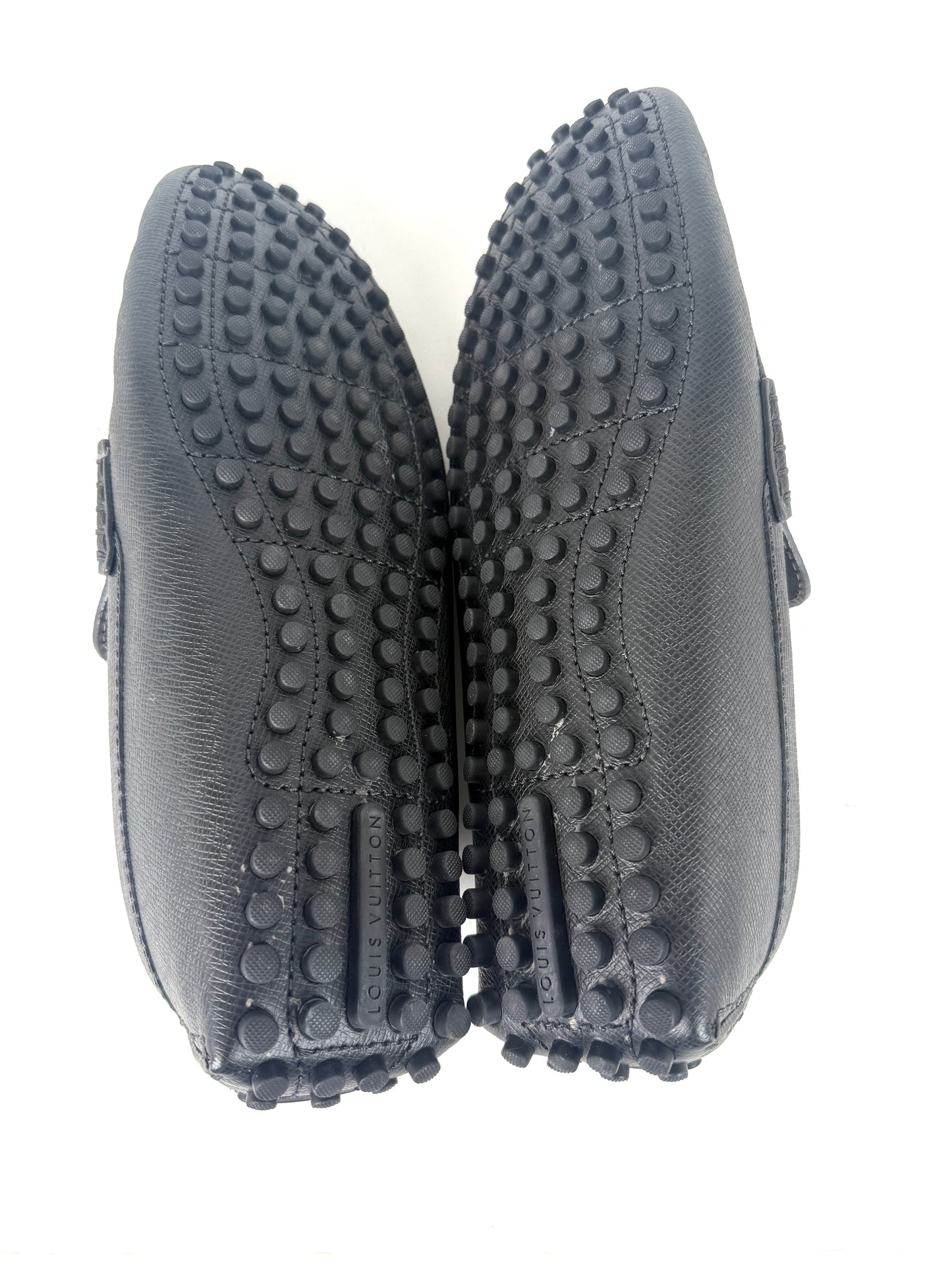 Louis Vuitton Black LV Logo Leather Moccasin Loafer Shoes 9.5