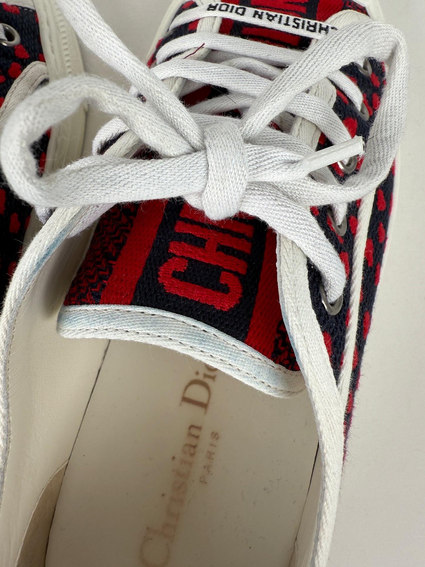 Christian Dior Walk’n’Dior Pop Heart Cotton Blue Red Sneakers 38, 7.5
