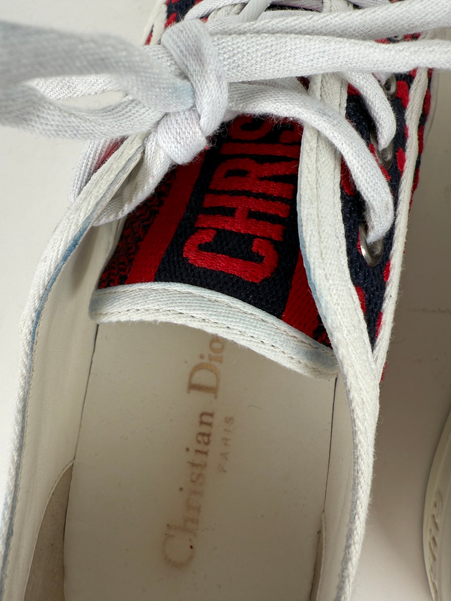Christian Dior Walk’n’Dior Pop Heart Cotton Blue Red Sneakers 38, 7.5