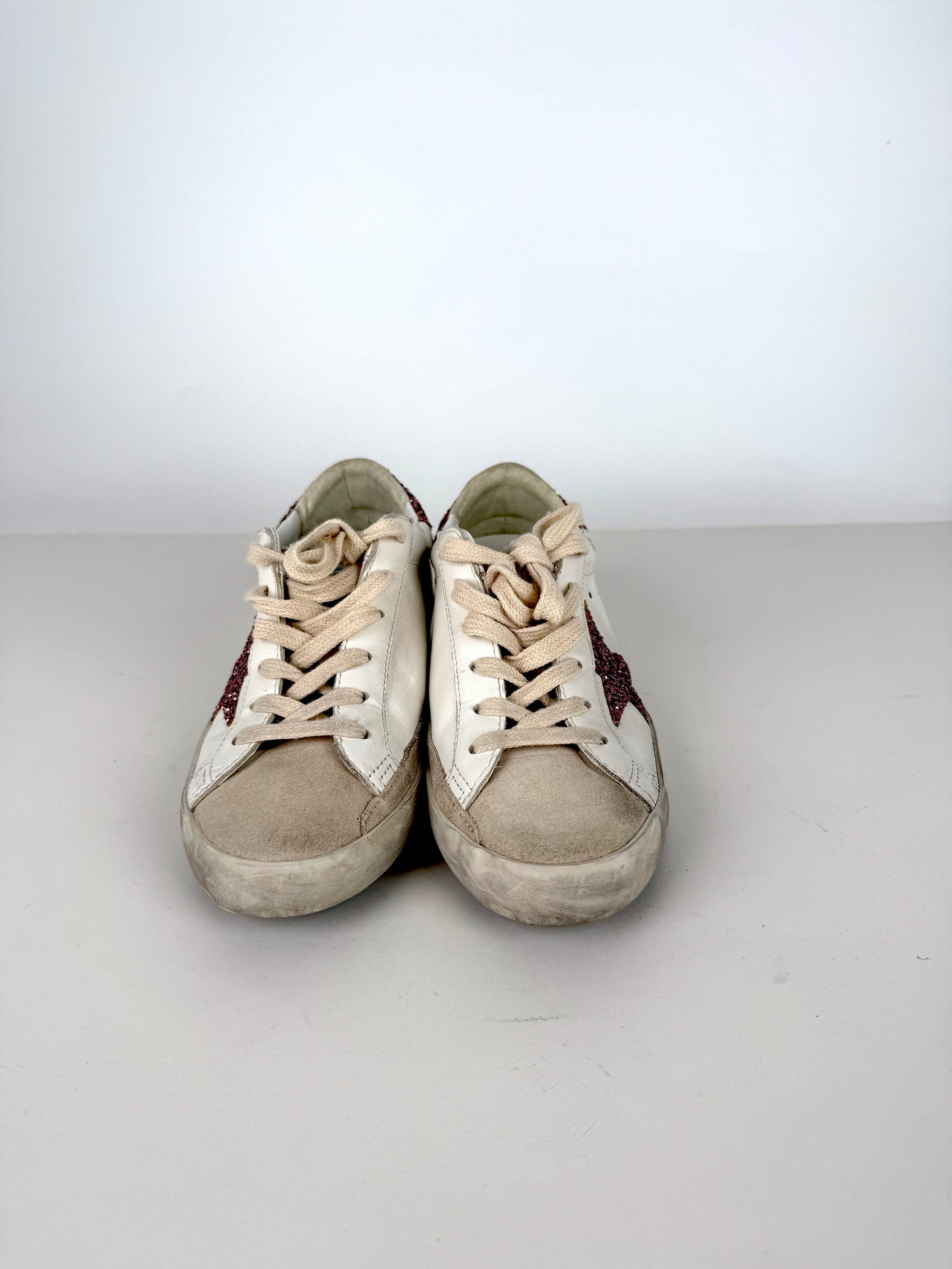 Golden Goose Superstar White Pink Glitter Low Top Private Edition Leather Sneakers 35, 5-5.5