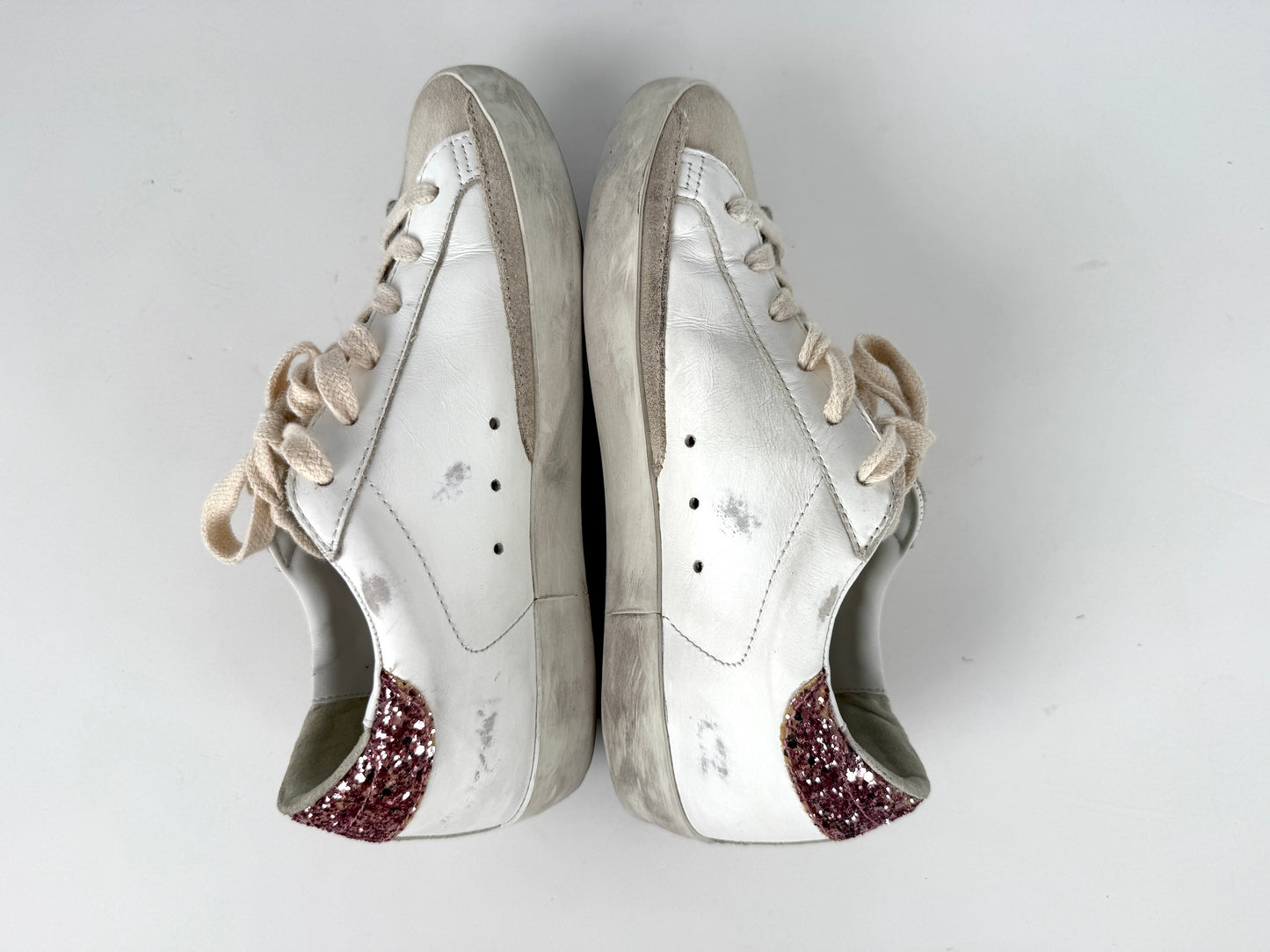 Golden Goose Superstar White Pink Glitter Low Top Private Edition Leather Sneakers 35, 5-5.5