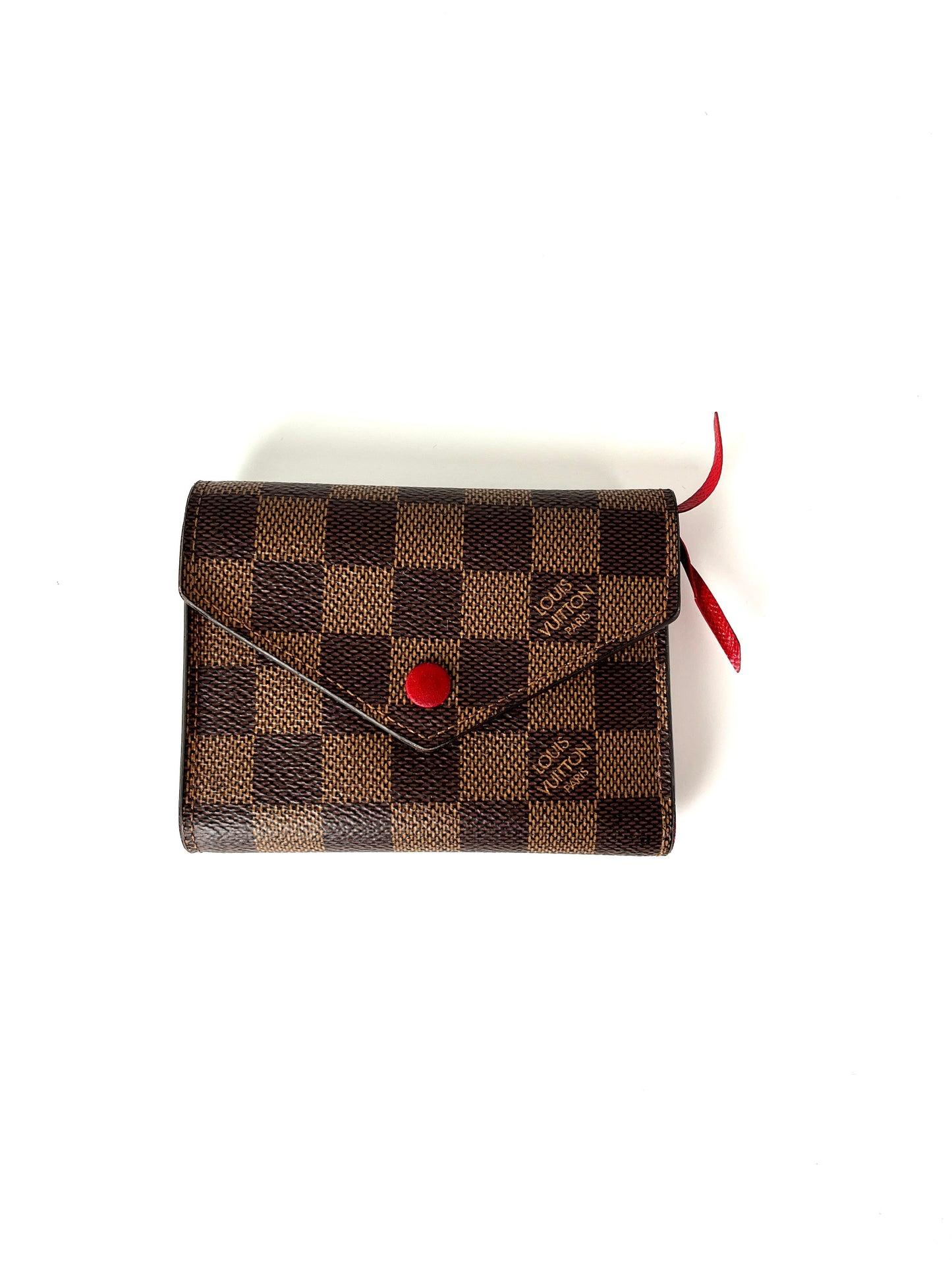 LOUIS VUITTON Victorine Damier Ebene 2020 Small Brown Red Flap Wallet