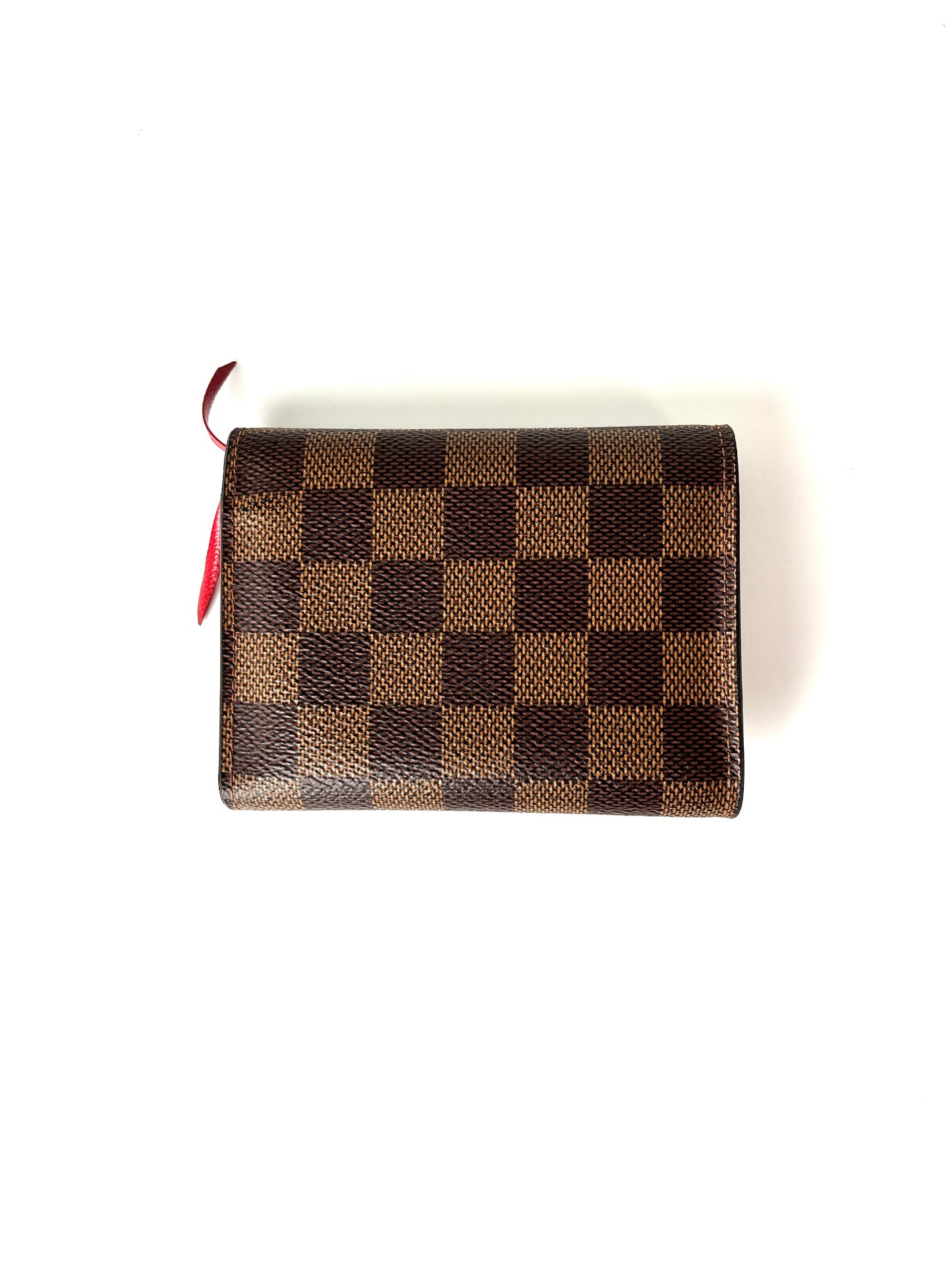 LOUIS VUITTON Victorine Damier Ebene 2020 Small Brown Red Flap Wallet