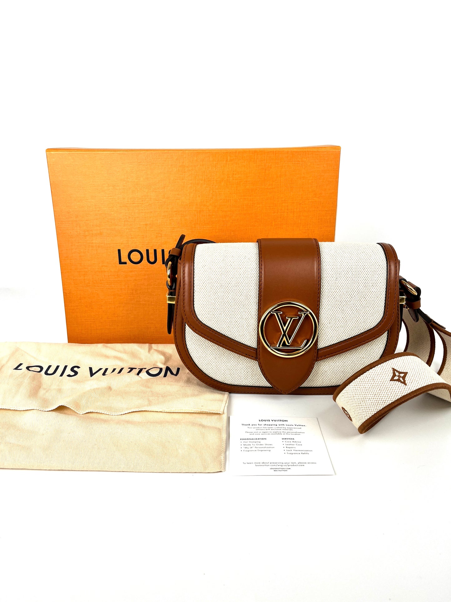 LOUIS VUITTON LV Post 9 Soft MM Brown Tan Canvas Leather Crossbody Shoulder Bag