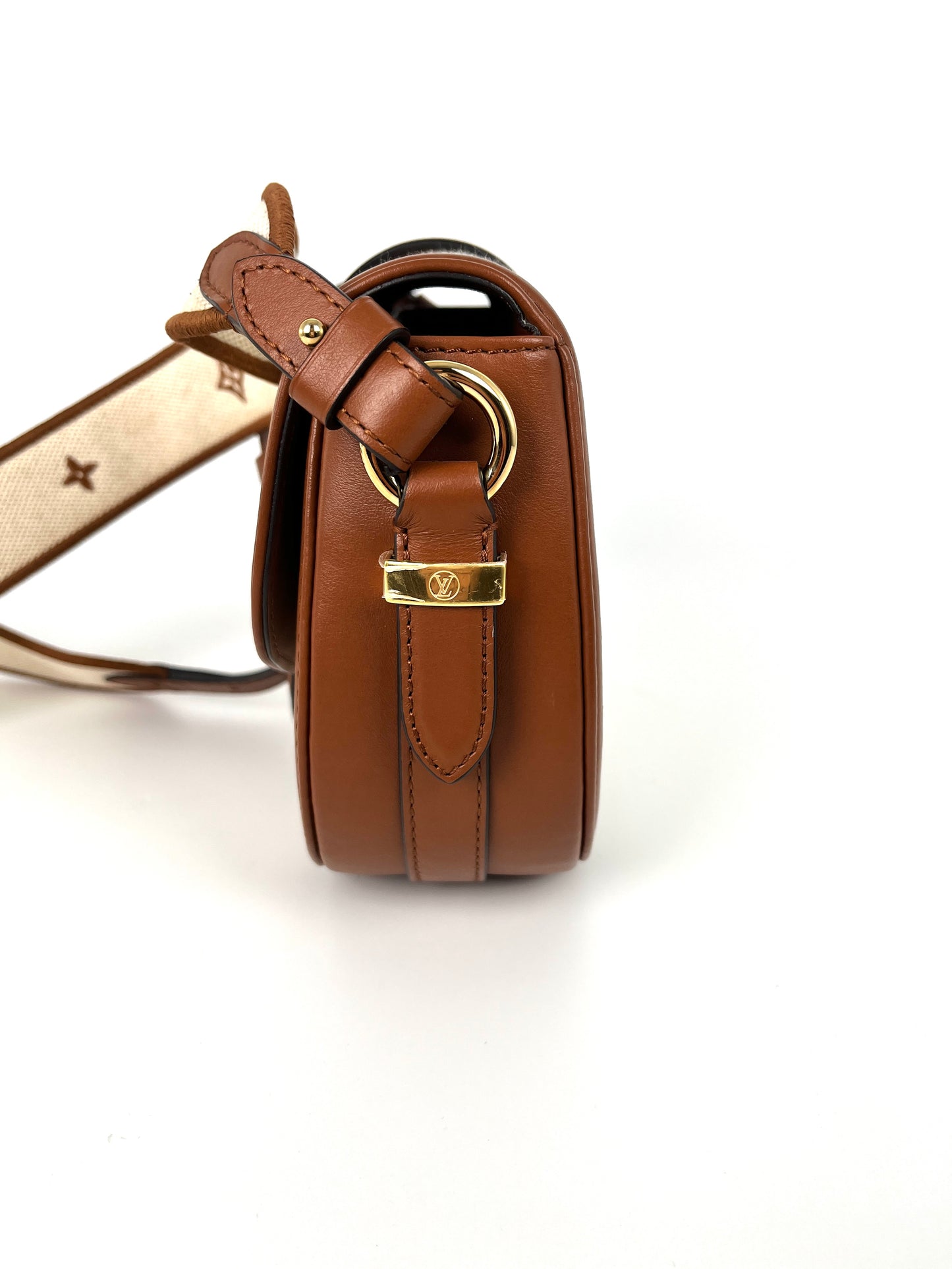 LOUIS VUITTON LV Post 9 Soft MM Brown Tan Canvas Leather Crossbody Shoulder Bag