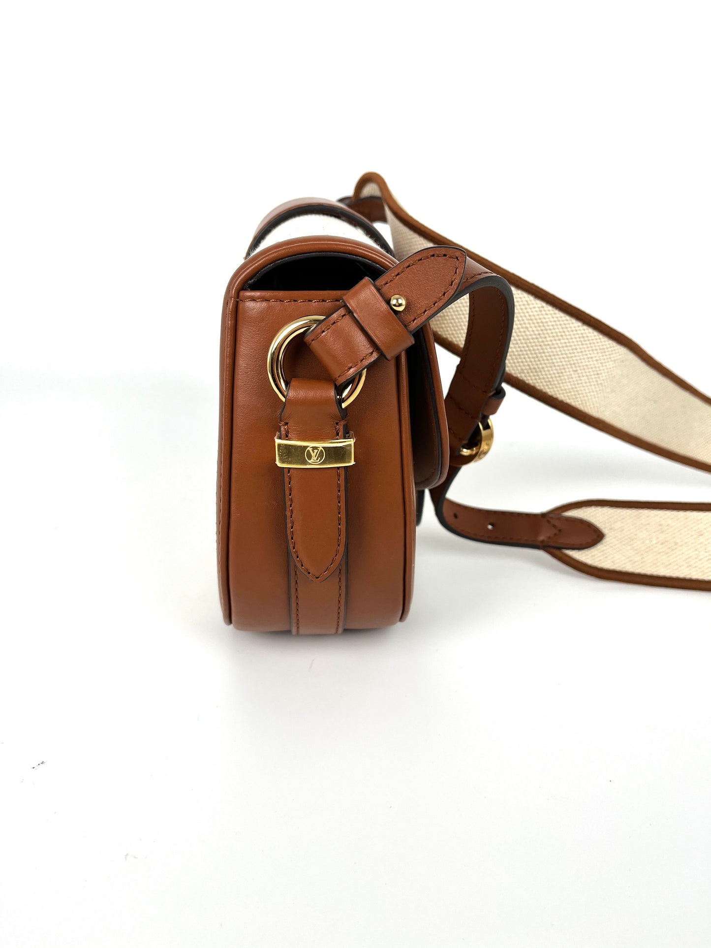 LOUIS VUITTON LV Post 9 Soft MM Brown Tan Canvas Leather Crossbody Shoulder Bag