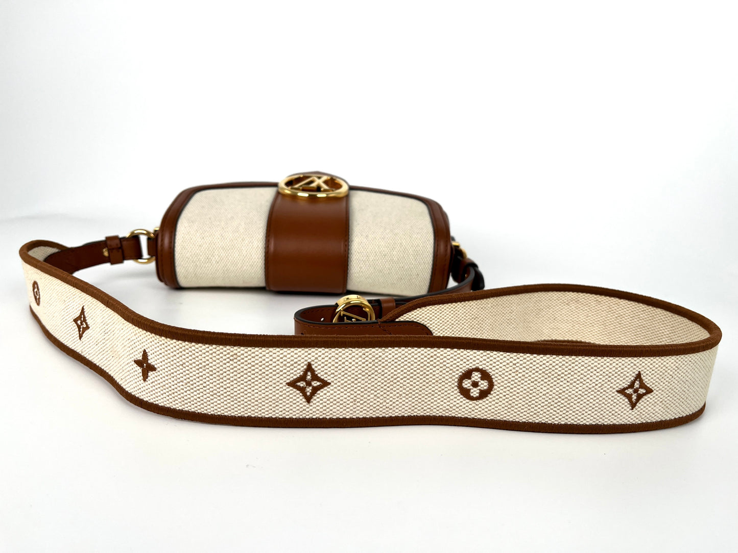 LOUIS VUITTON LV Post 9 Soft MM Brown Tan Canvas Leather Crossbody Shoulder Bag