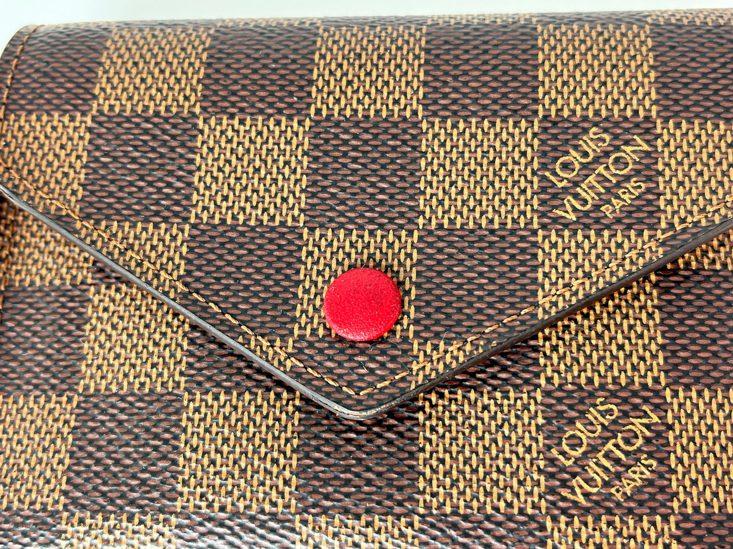 LOUIS VUITTON Victorine Damier Ebene 2020 Small Brown Red Flap Wallet