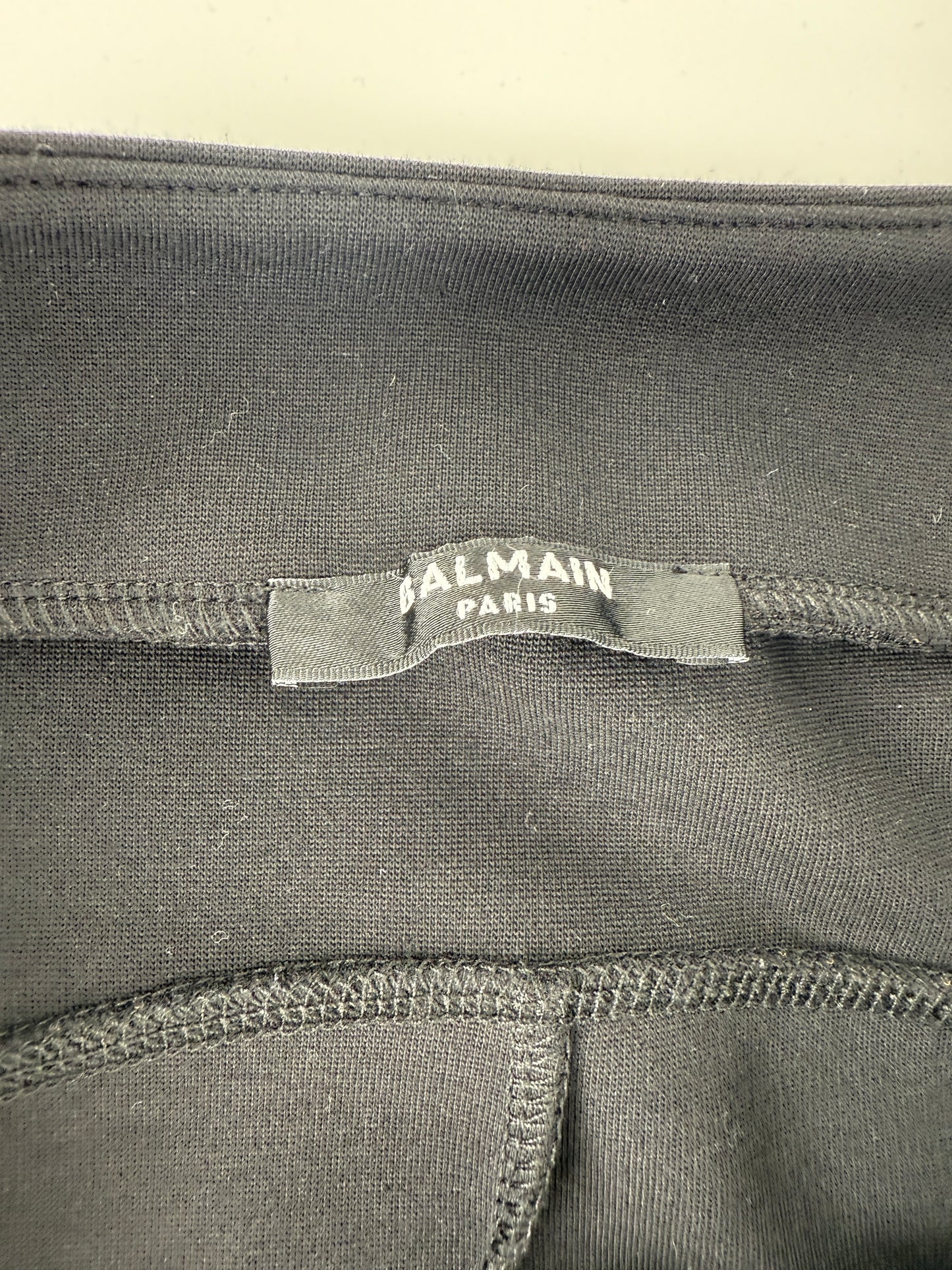 Balmain Side Button Black Classic Jersey Leggings Pants L