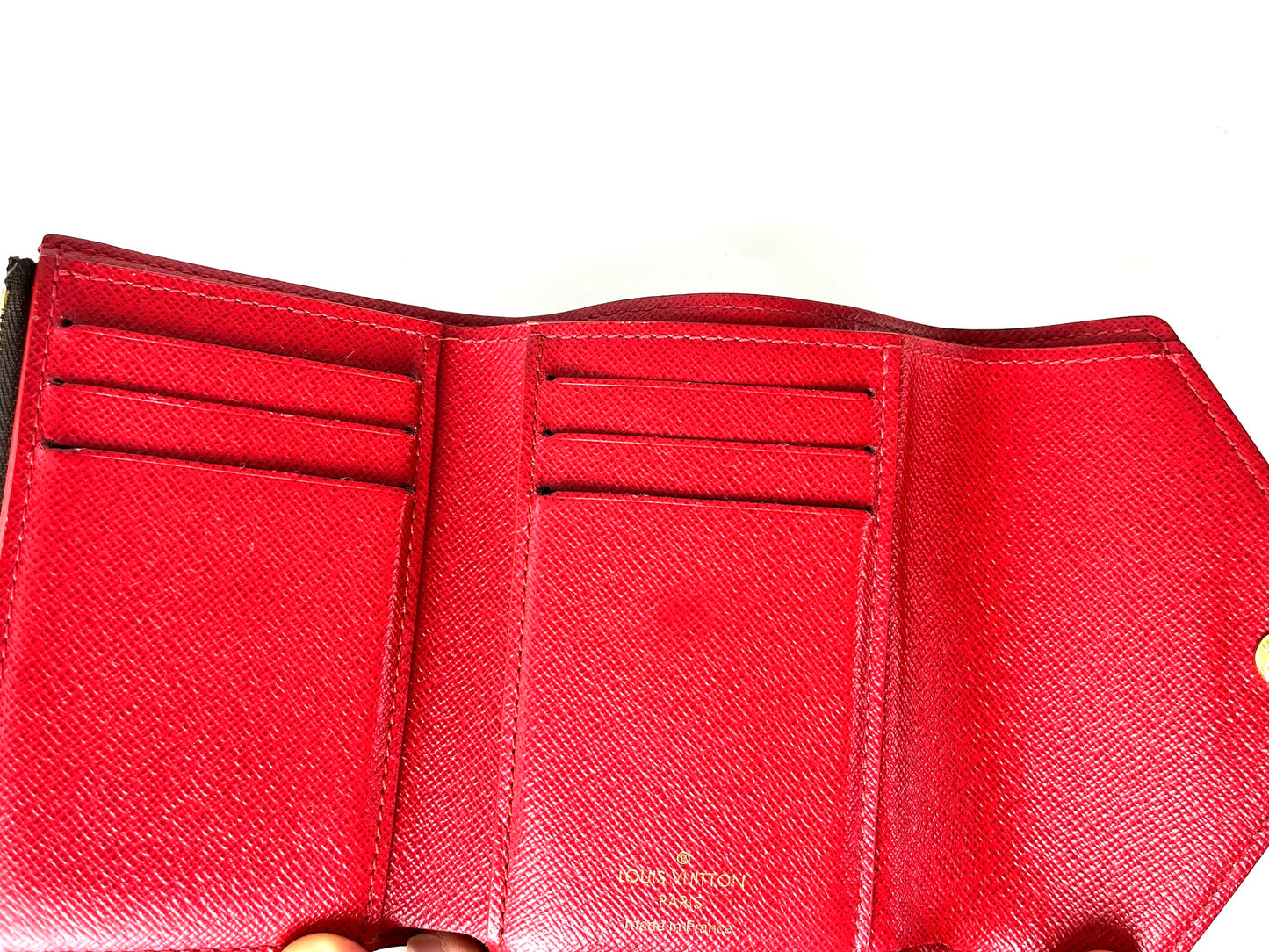 LOUIS VUITTON Victorine Damier Ebene 2020 Small Brown Red Flap Wallet