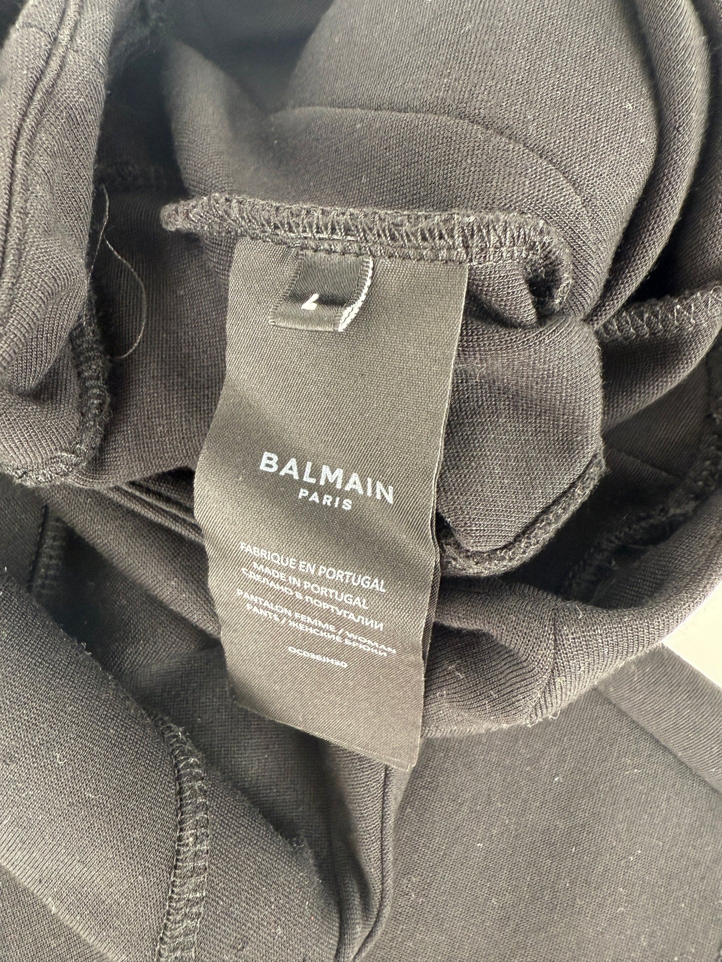 Balmain Side Button Black Classic Jersey Leggings Pants L