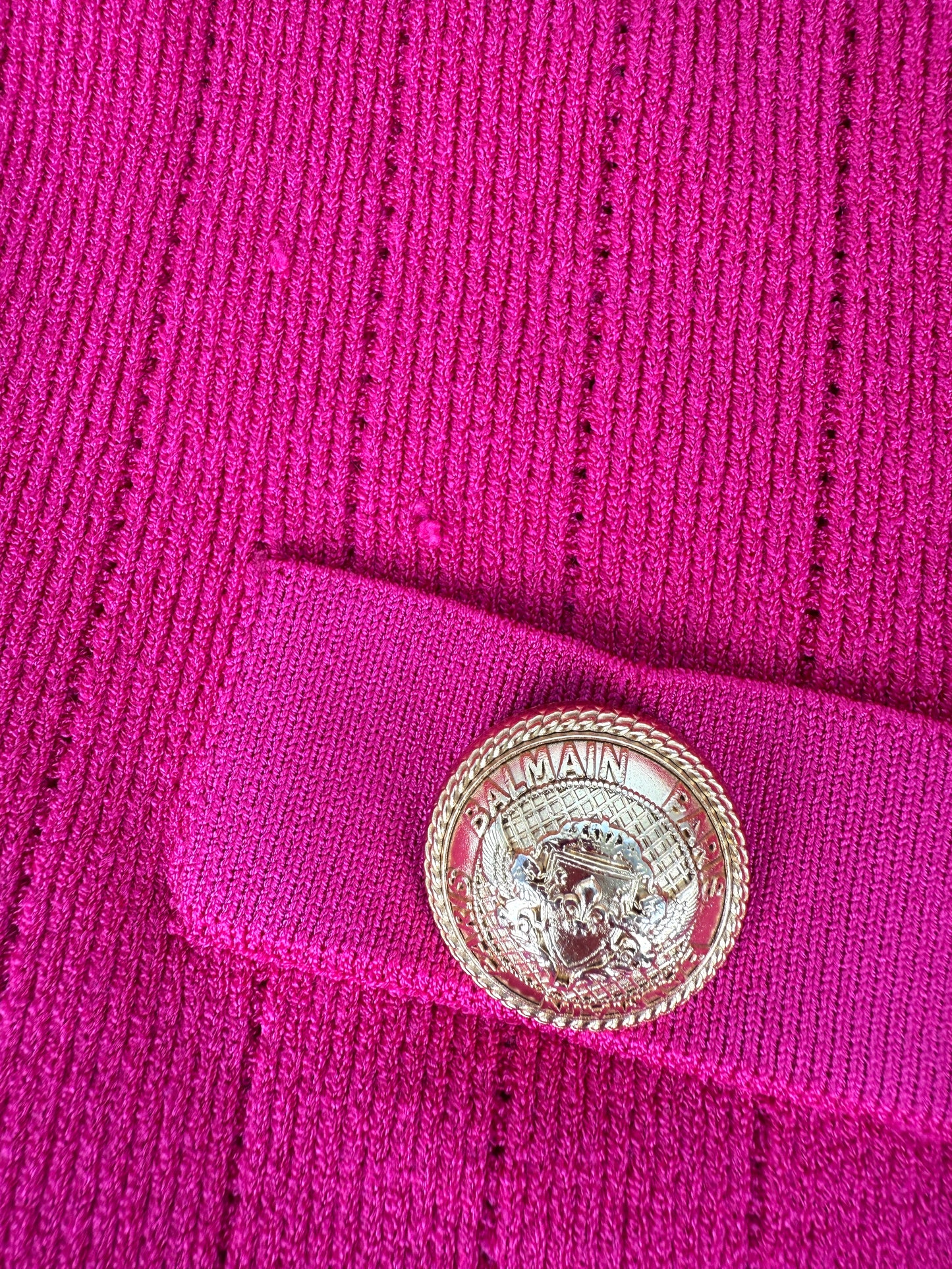 Balmain Long Sleeved V Neck Knit Pink Cardigan Button Top 38 6