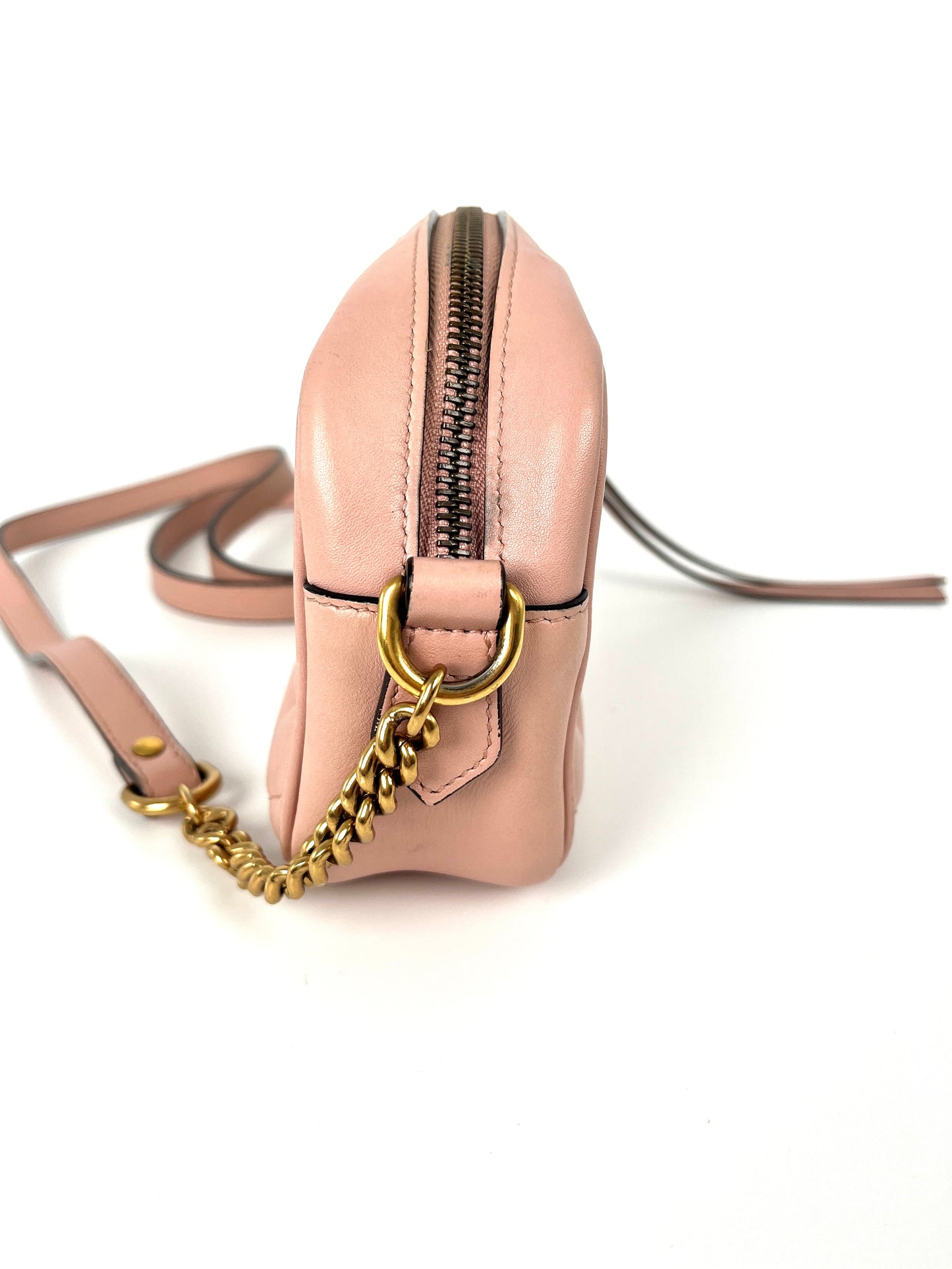 GUCCI Mini Camera Marmont Porcelain Rose Pink Crossbody Shoulder Bag