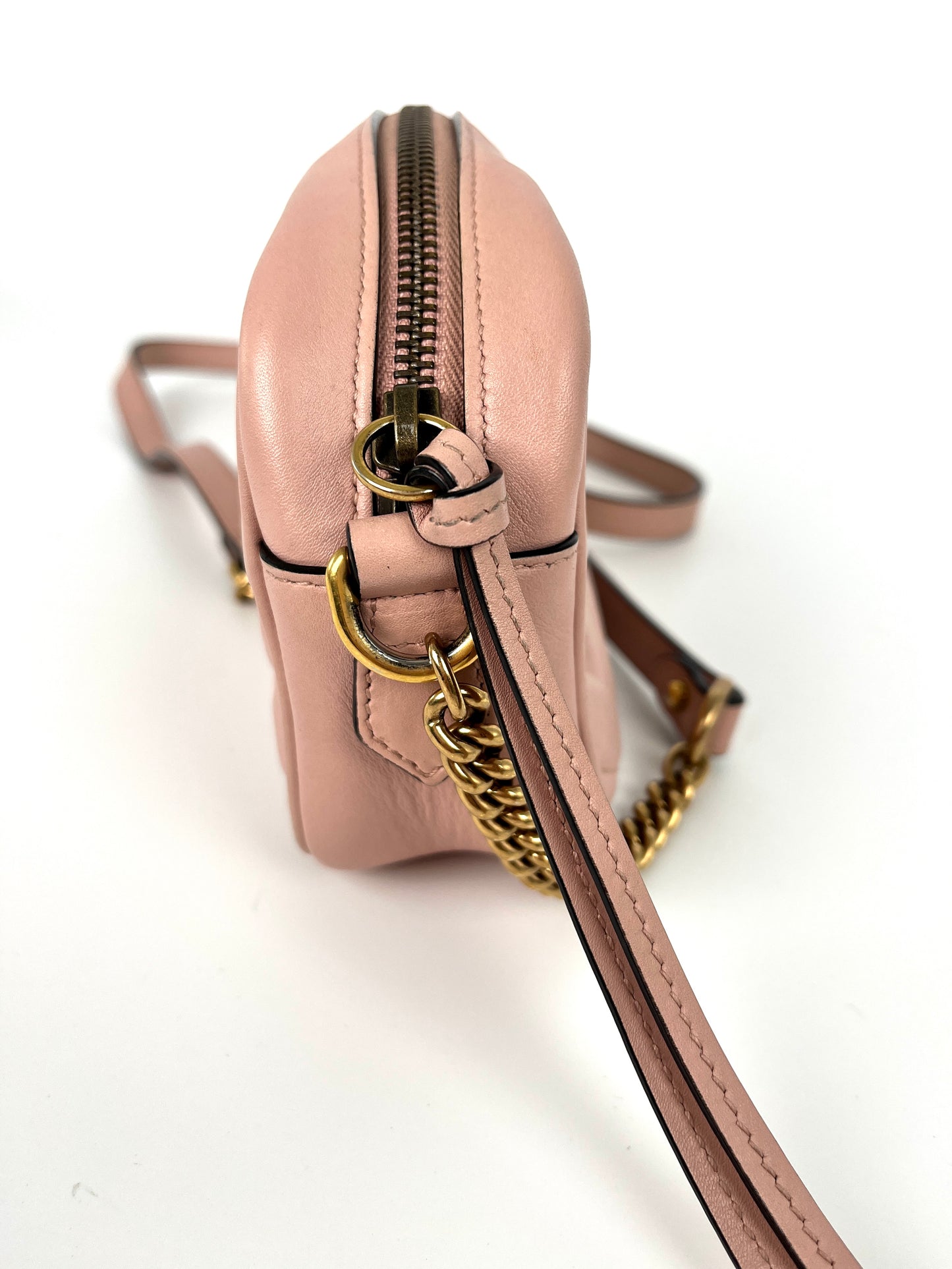 GUCCI Mini Camera Marmont Porcelain Rose Pink Crossbody Shoulder Bag