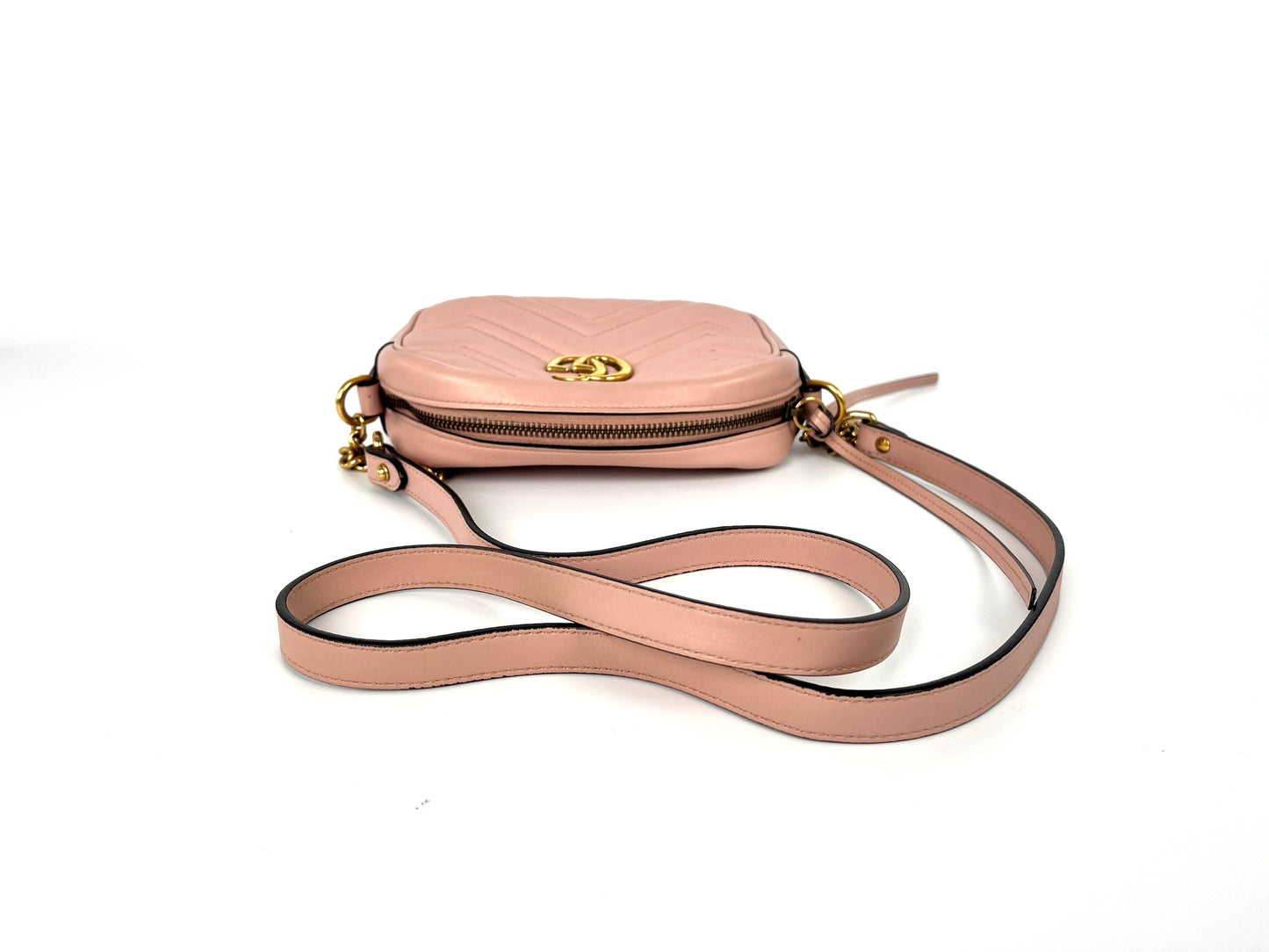 GUCCI Mini Camera Marmont Porcelain Rose Pink Crossbody Shoulder Bag