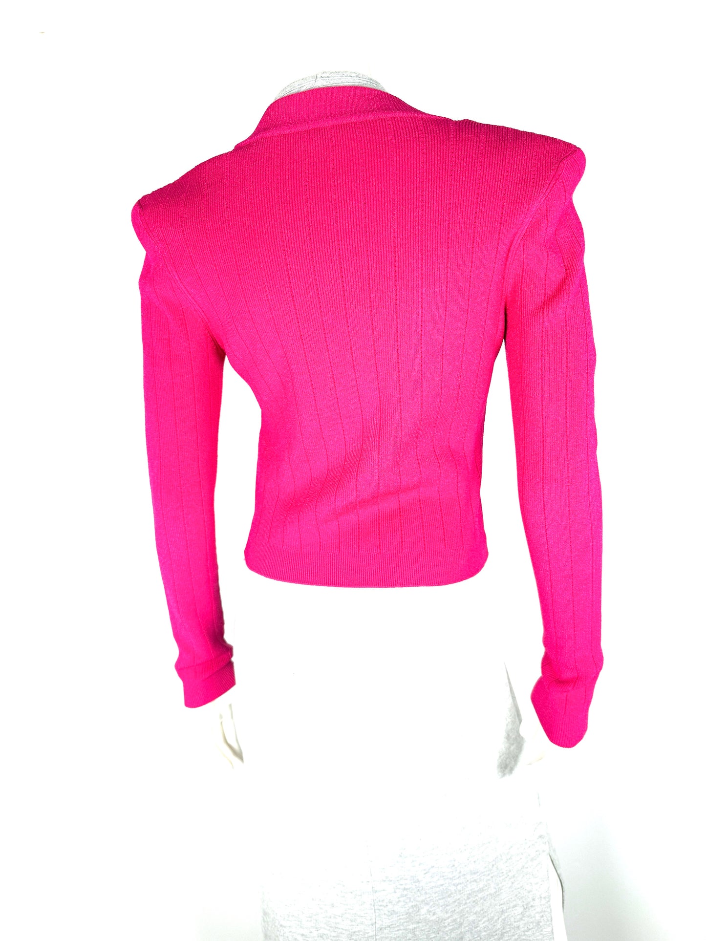 Balmain Long Sleeved V Neck Knit Pink Cardigan Button Top 38 6