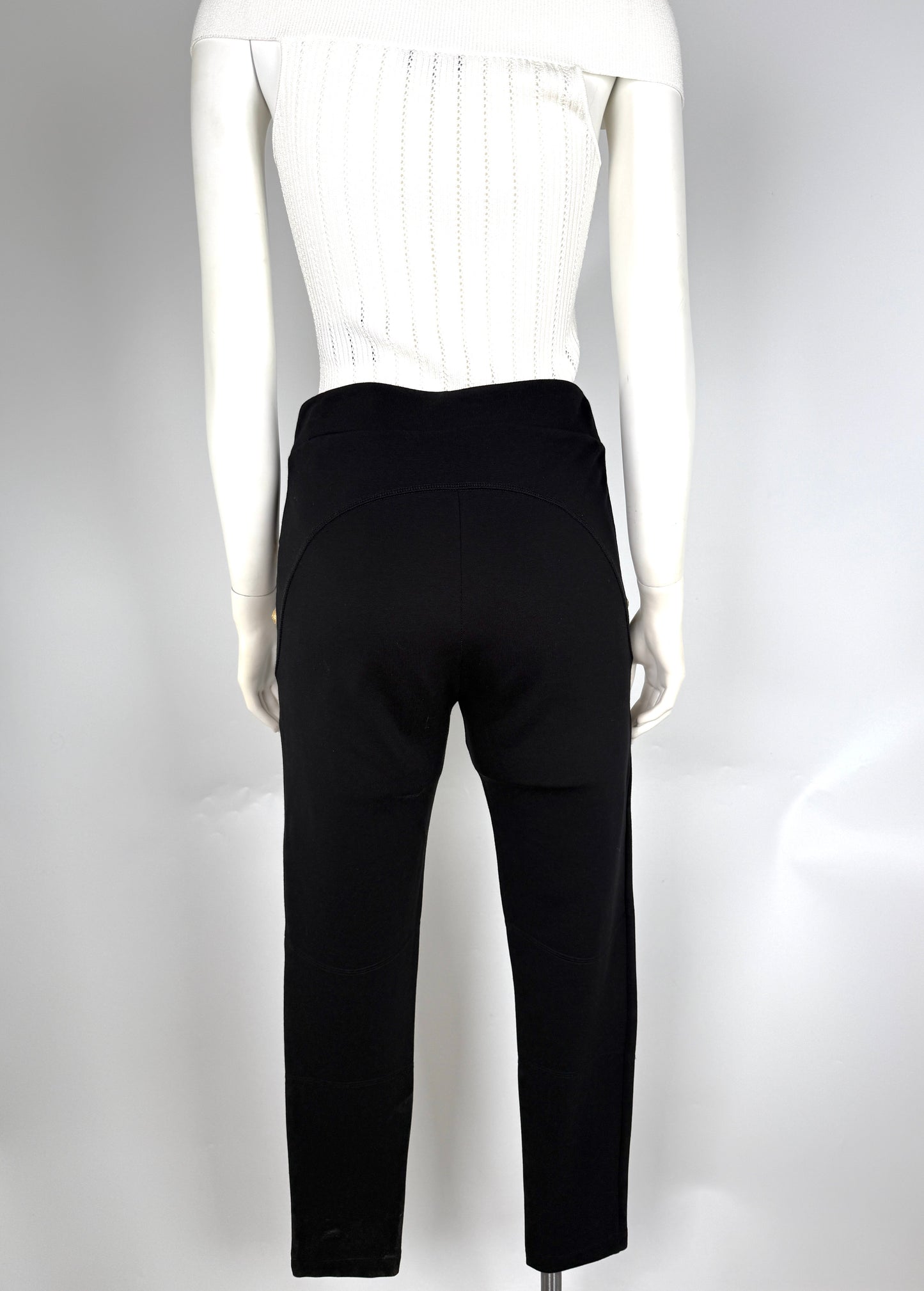 Balmain Side Button Black Classic Jersey Leggings Pants L