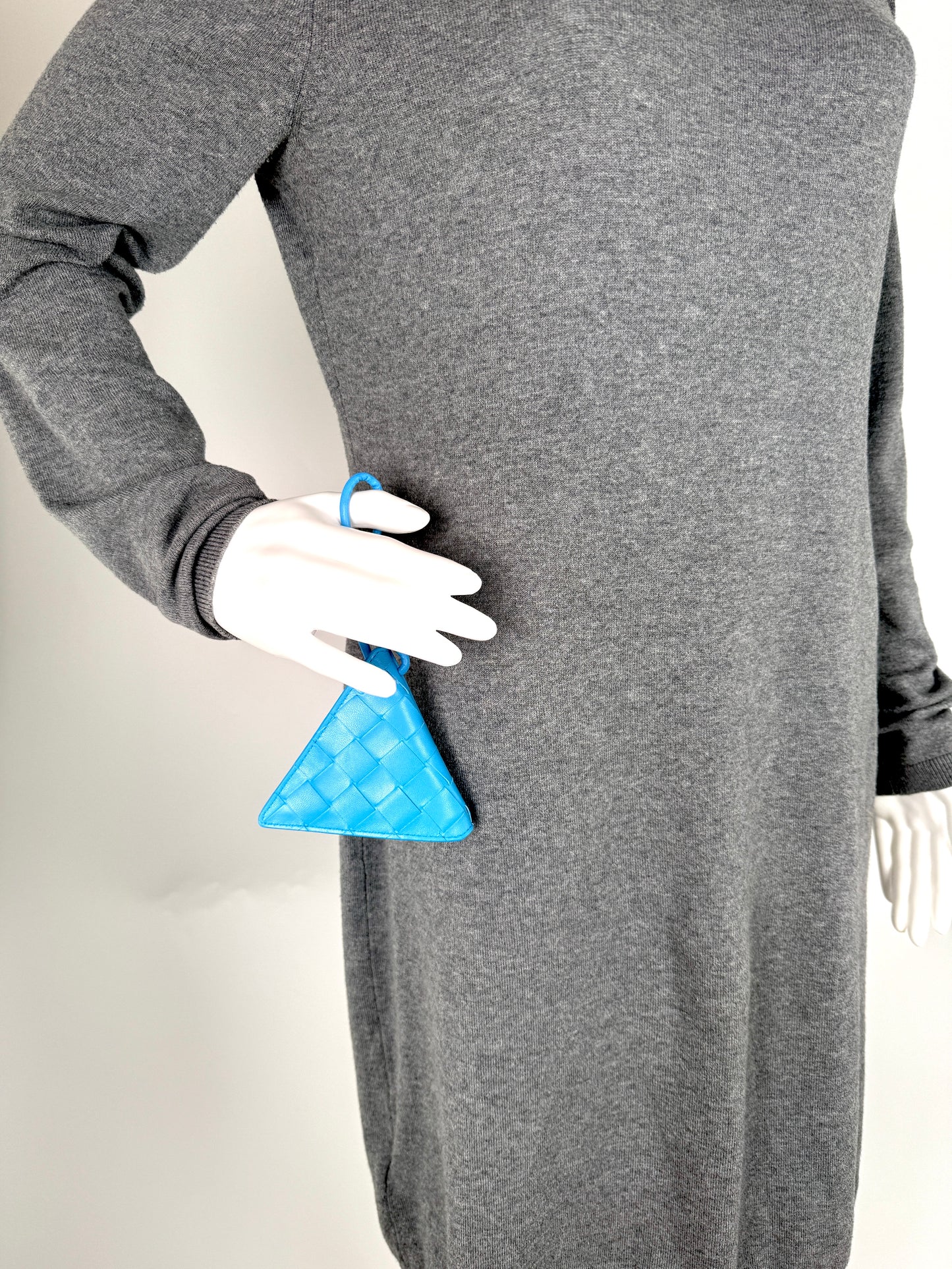 Bottega Veneta Trangle Blue Napa Leather Coin Purse Pouch