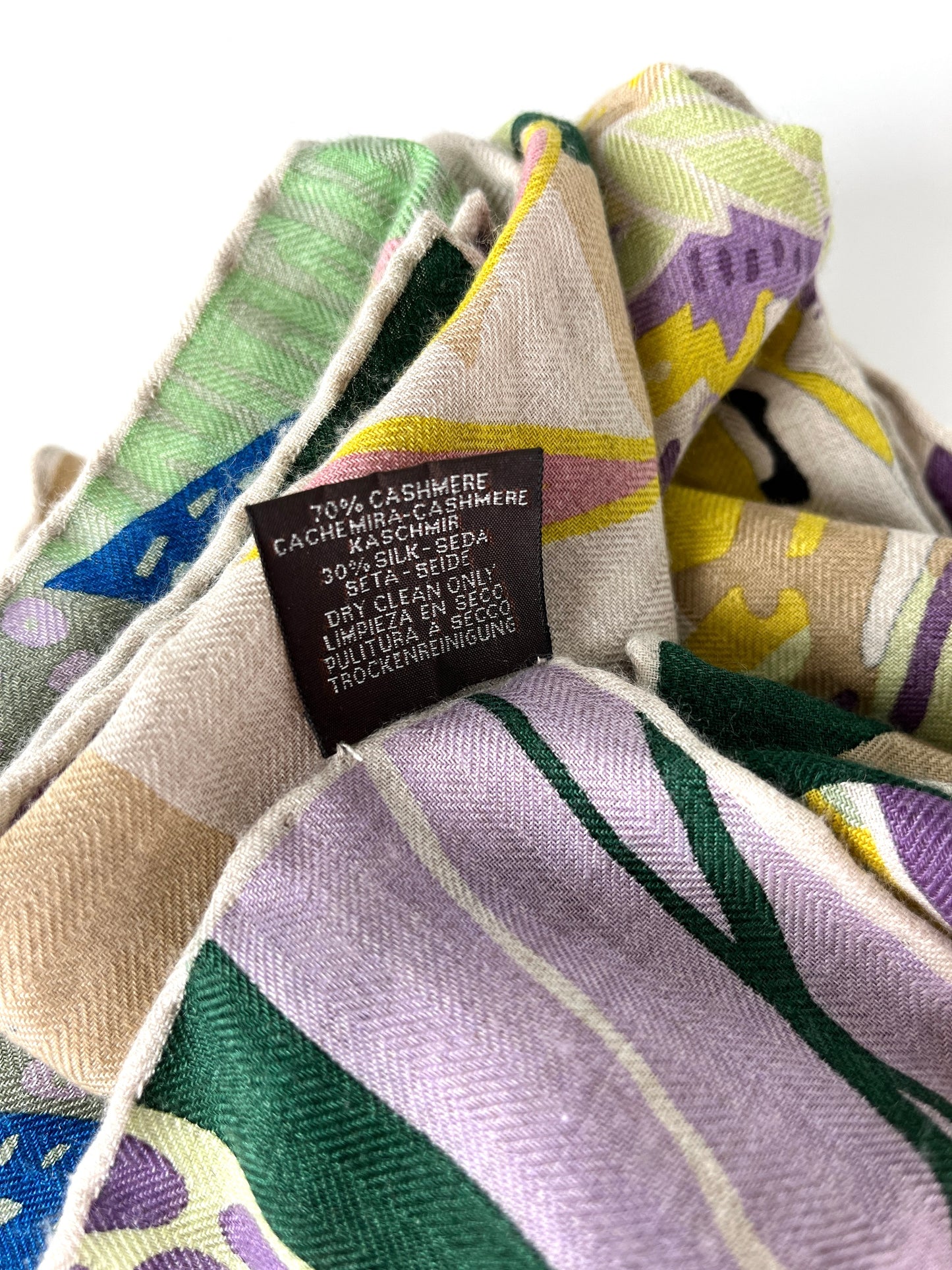 HERMES En Liberte Beige Vert Arnica Cashmere 140 Shawl Scarf