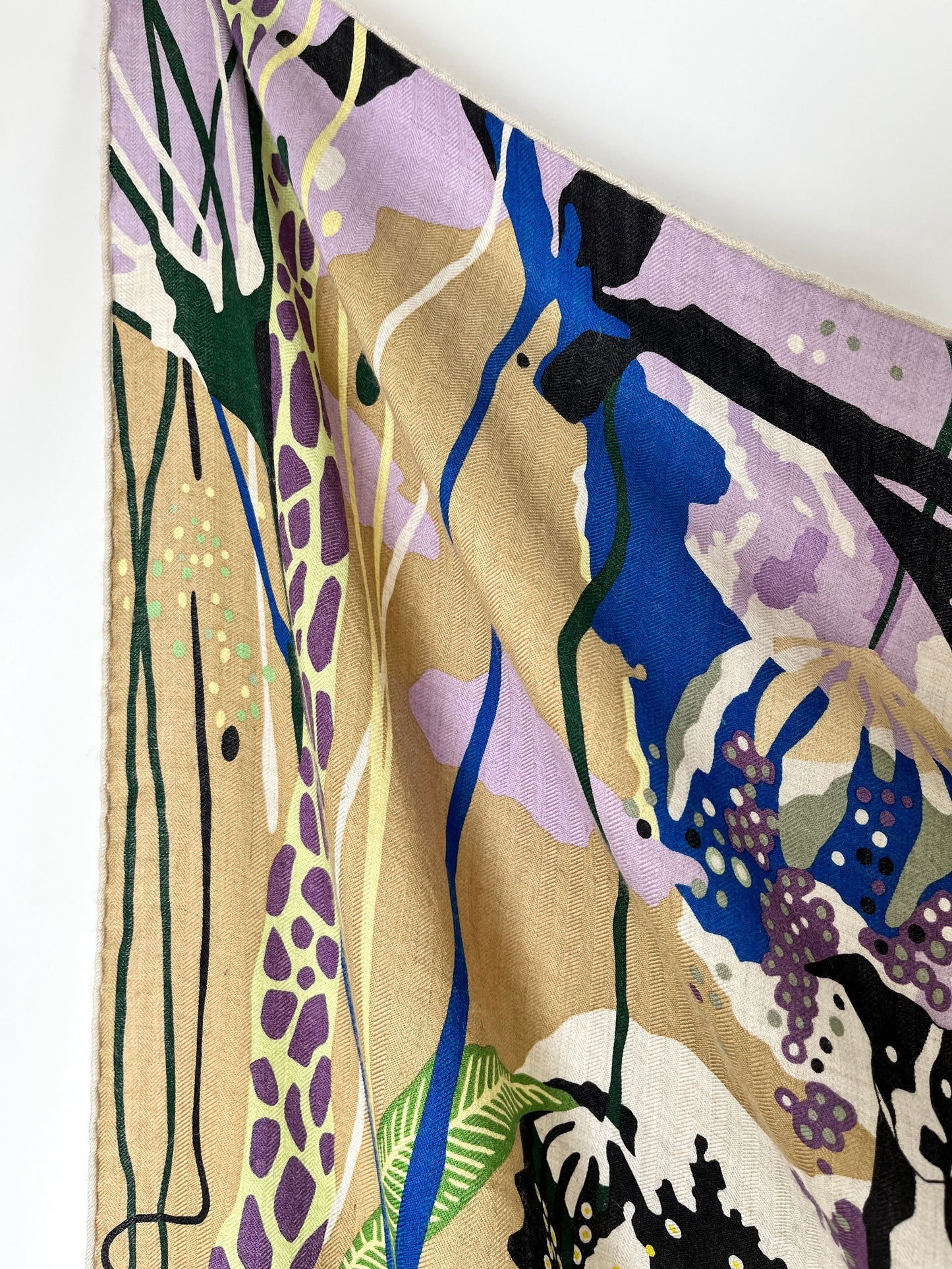 HERMES En Liberte Beige Vert Arnica Cashmere 140 Shawl Scarf