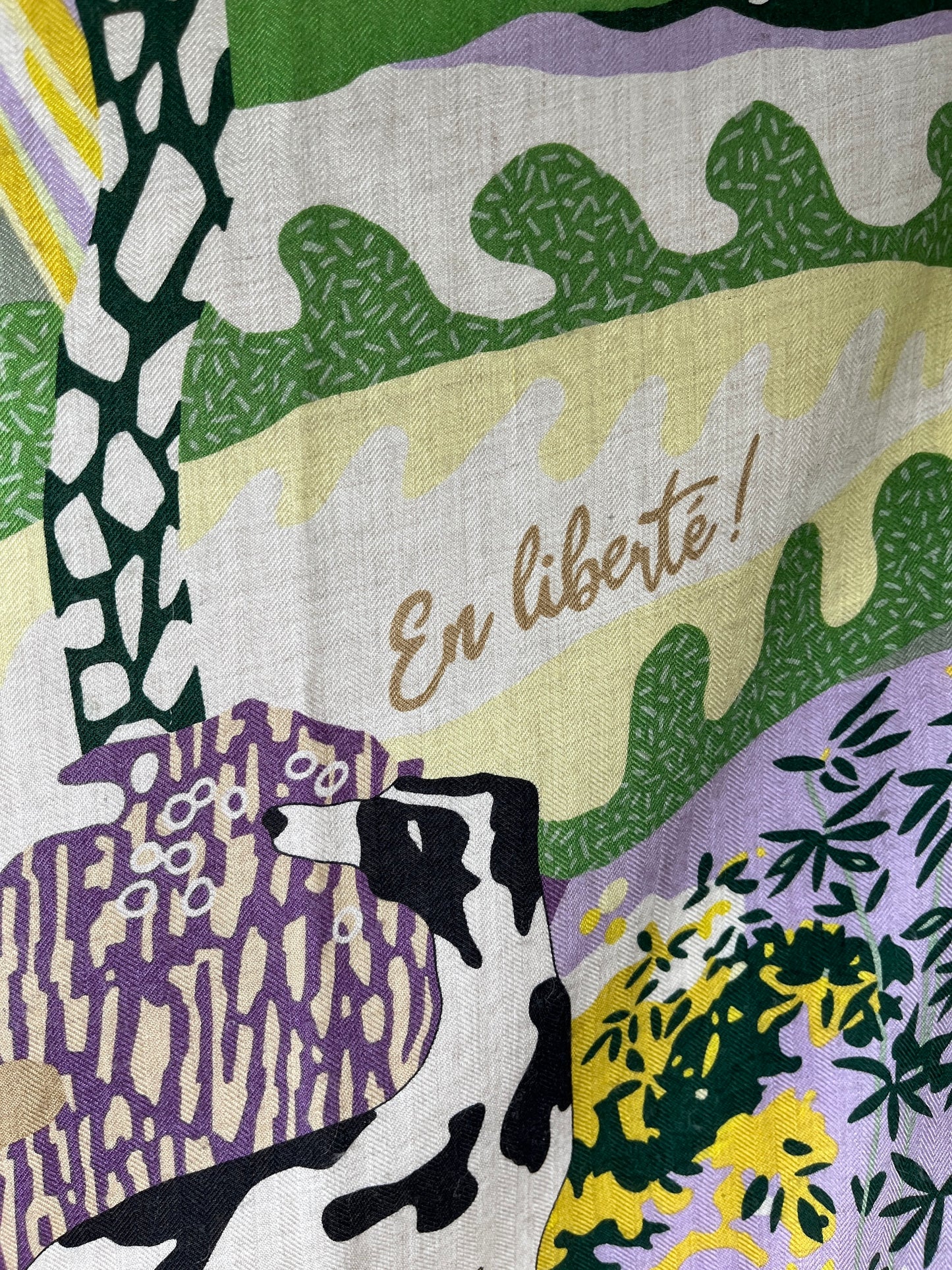 HERMES En Liberte Beige Vert Arnica Cashmere 140 Shawl Scarf