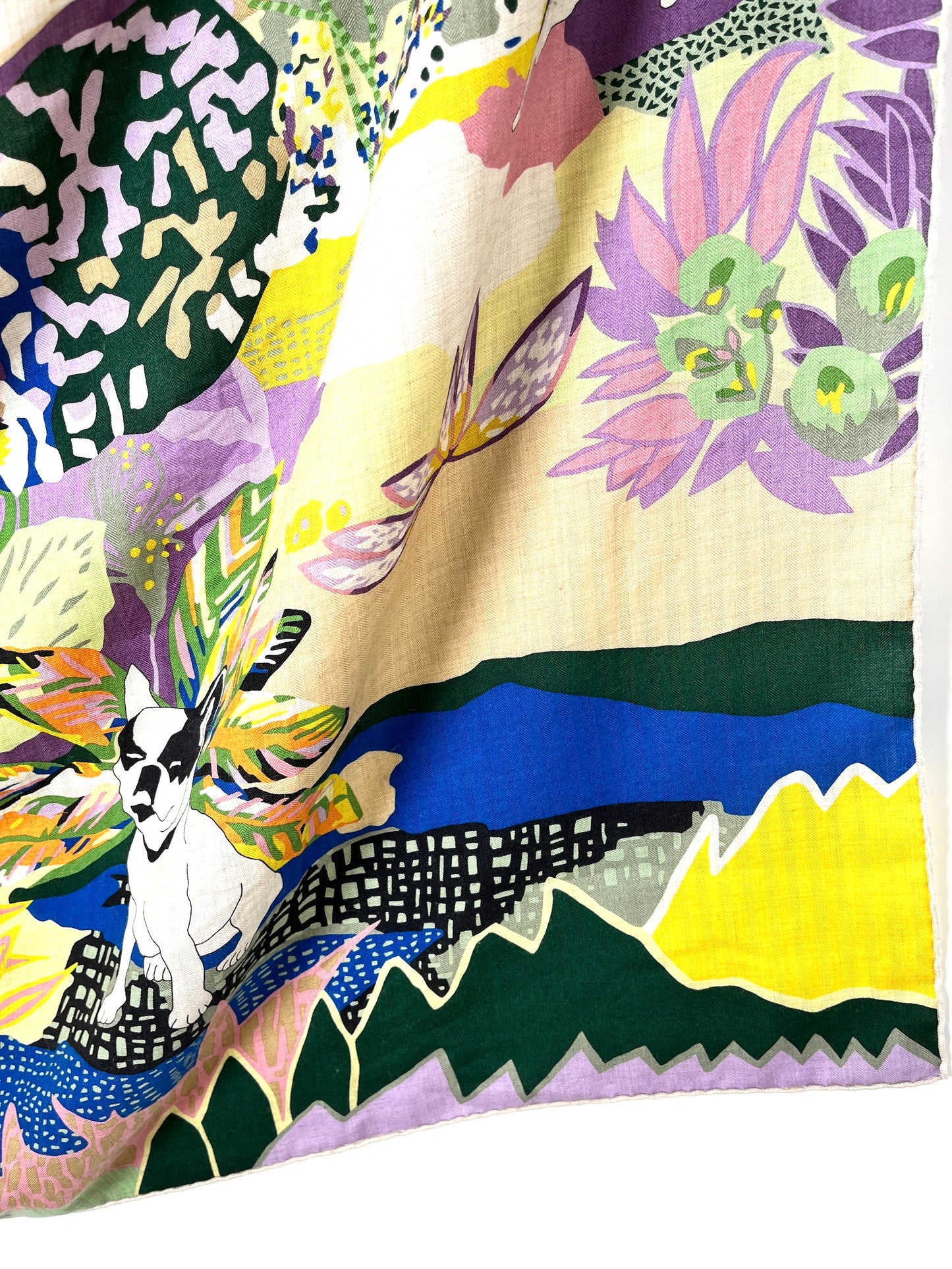 HERMES En Liberte Beige Vert Arnica Cashmere 140 Shawl Scarf
