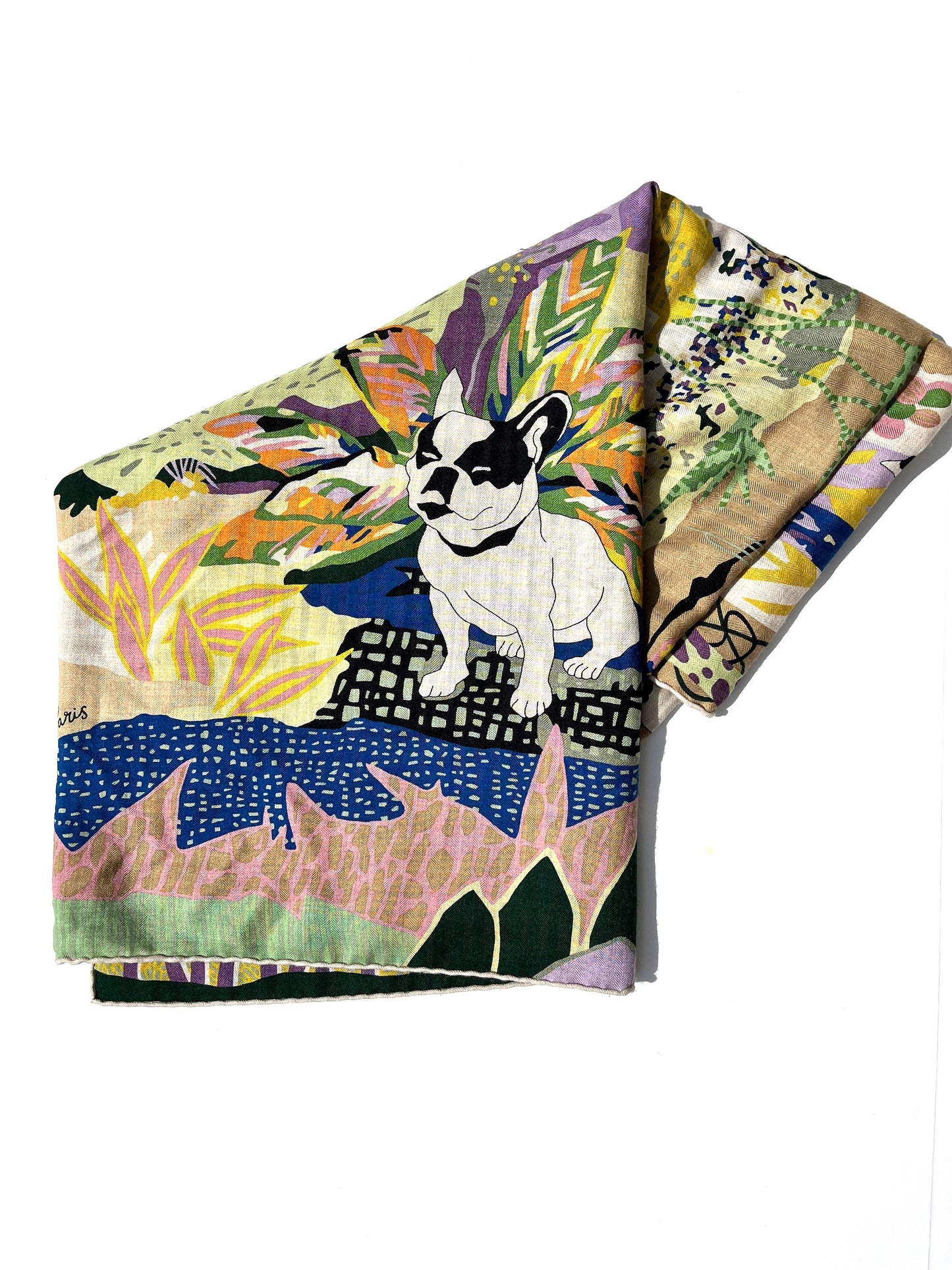 HERMES En Liberte Beige Vert Arnica Cashmere 140 Shawl Scarf