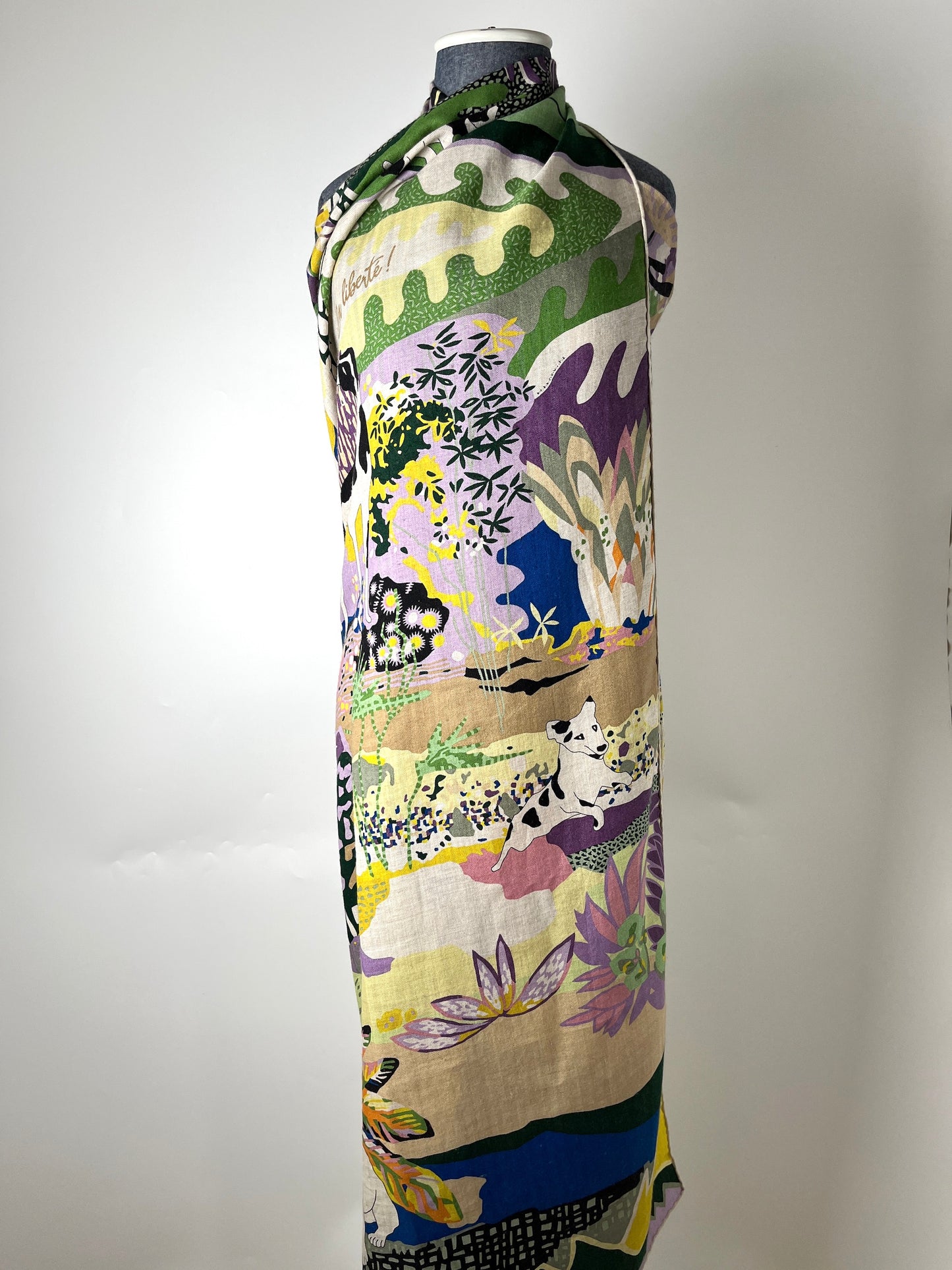 HERMES En Liberte Beige Vert Arnica Cashmere 140 Shawl Scarf