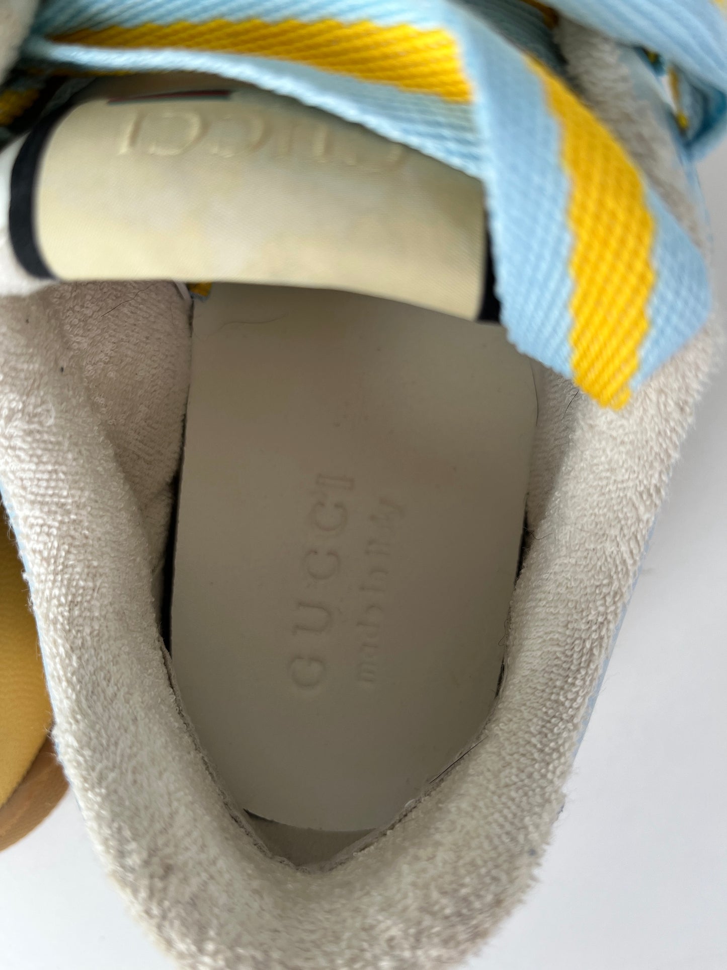 GUCCI Screener Monogram Blue Platform Sneakers 39 8