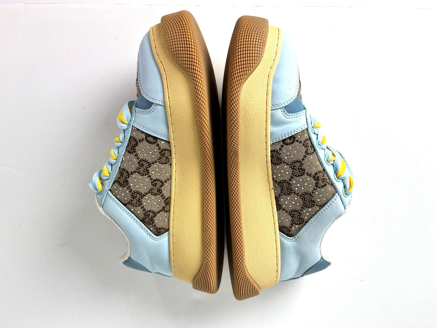 GUCCI Screener Monogram Blue Platform Sneakers 39 8