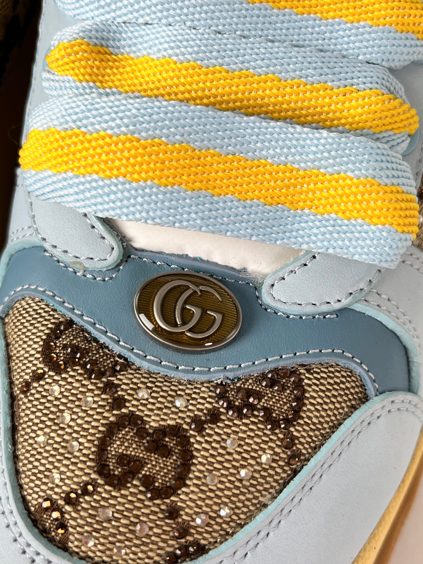 GUCCI Screener Monogram Blue Platform Sneakers 39 8
