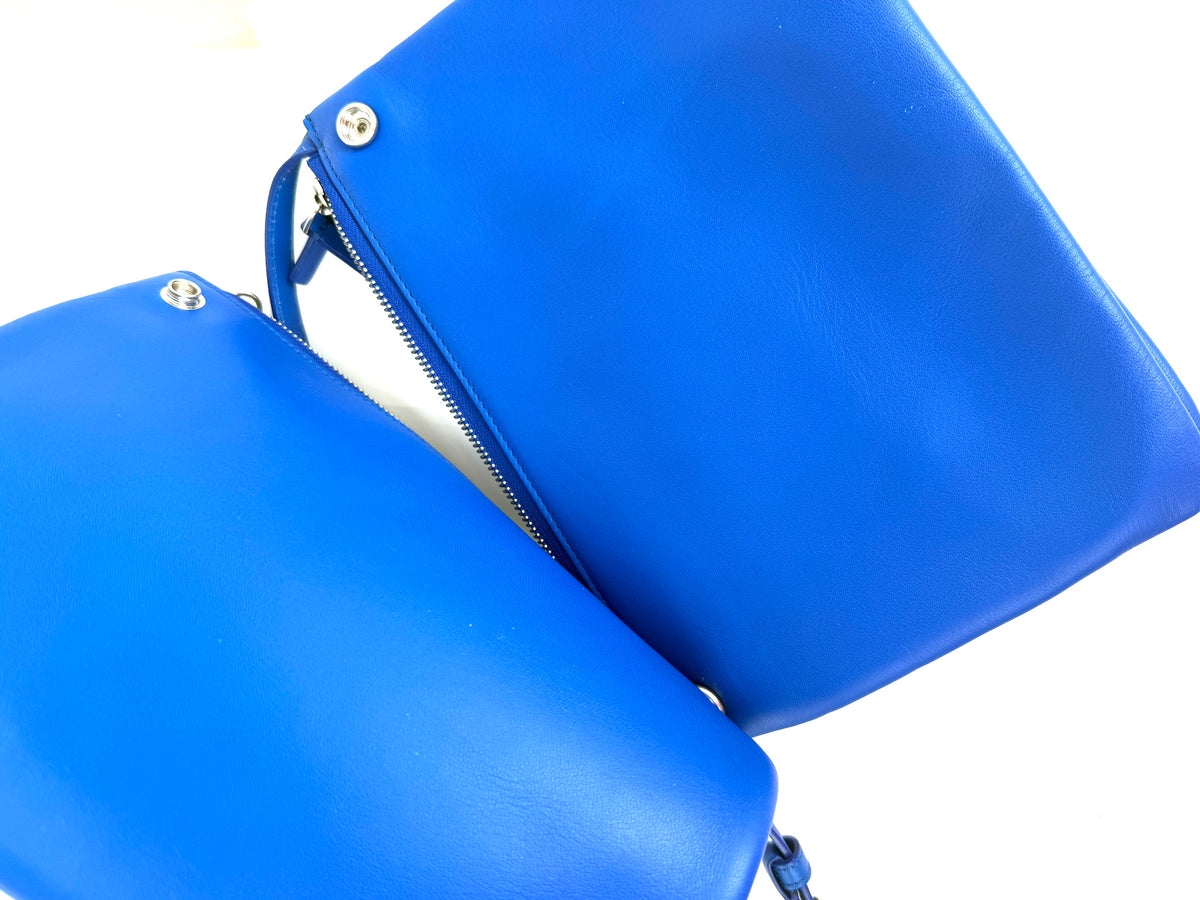 Celine Large Trio Zip Royal Blue Leather Crossbody Shoulder Bag