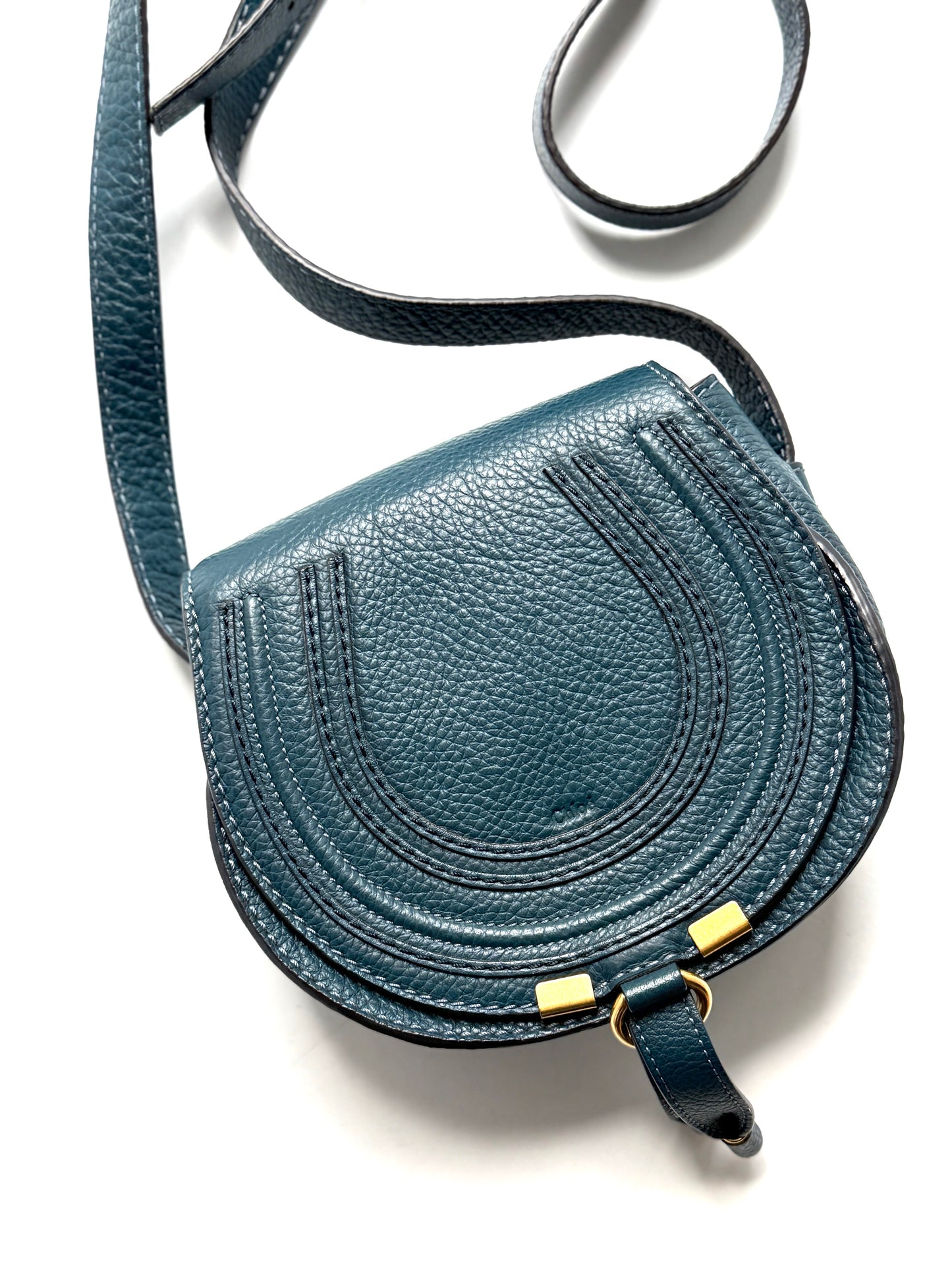 Chloe Marcie Small Blue Leather Crossbody Bag