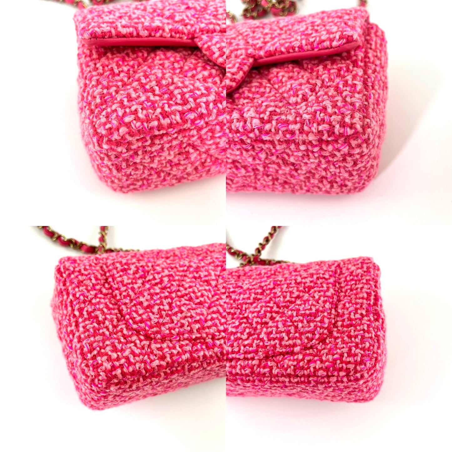 CHANEL Wool Tweed 2022 Pink Rectangular Mini Flap Bag