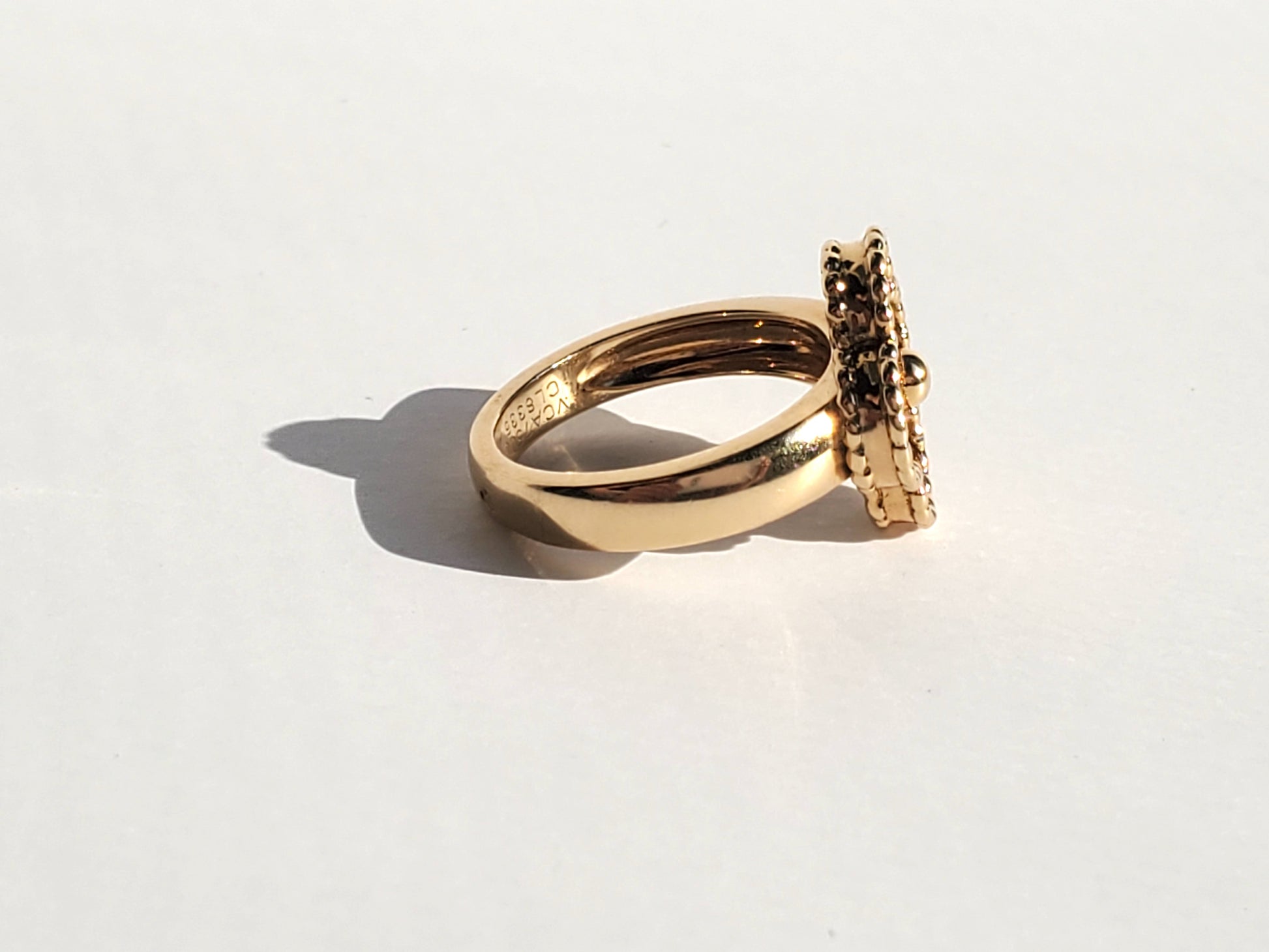 Van Cleef & Arpels 18k Yellow Gold Diamond Vintage Alhambra Ring 48 4.5