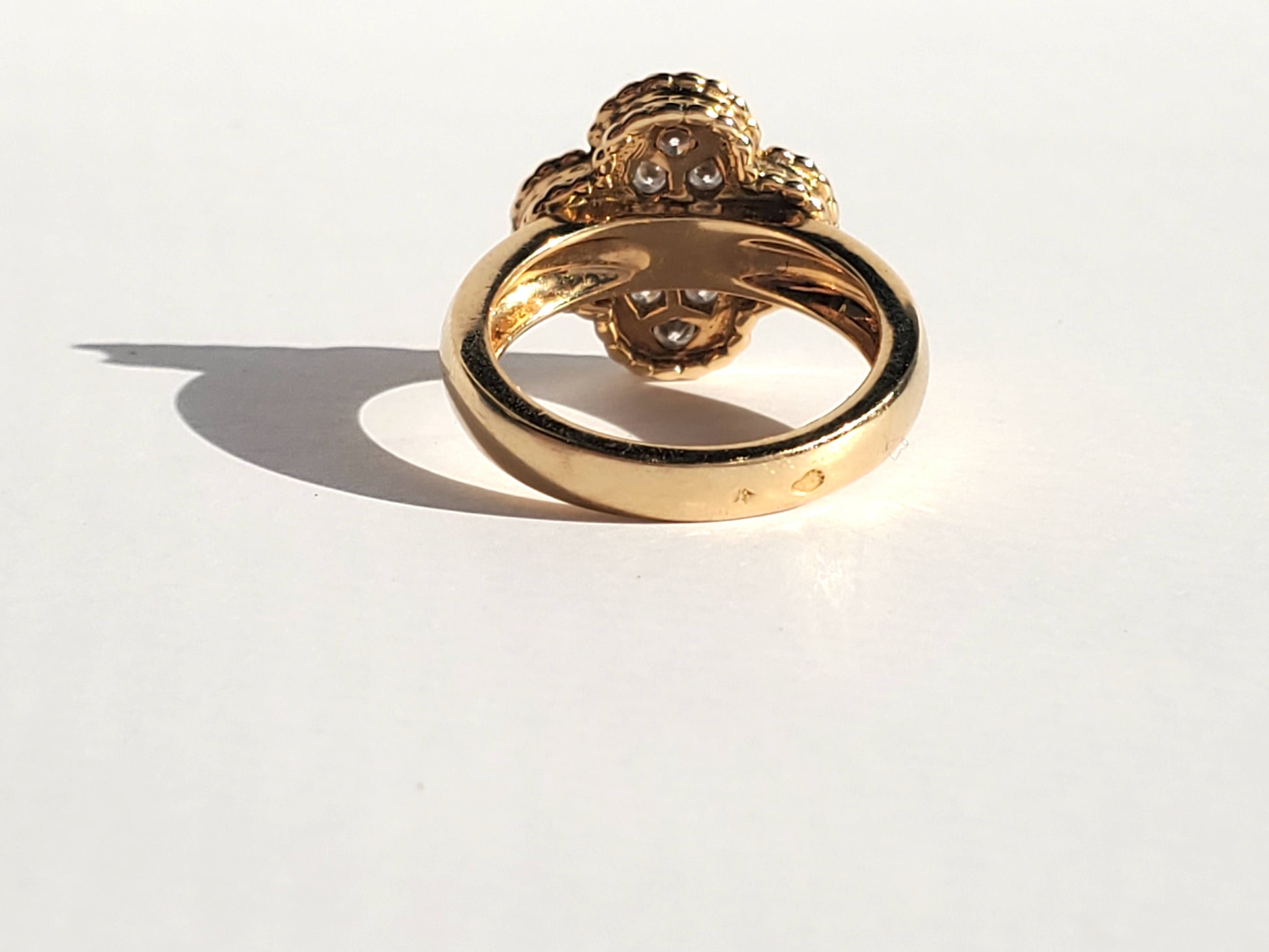 Van Cleef & Arpels 18k Yellow Gold Diamond Vintage Alhambra Ring 48 4.5