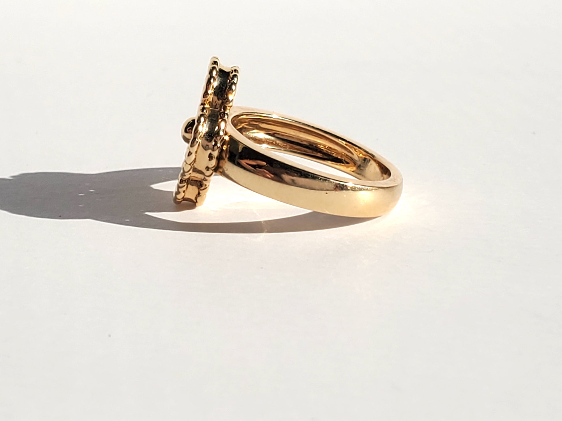 Van Cleef & Arpels 18k Yellow Gold Diamond Vintage Alhambra Ring 48 4.5
