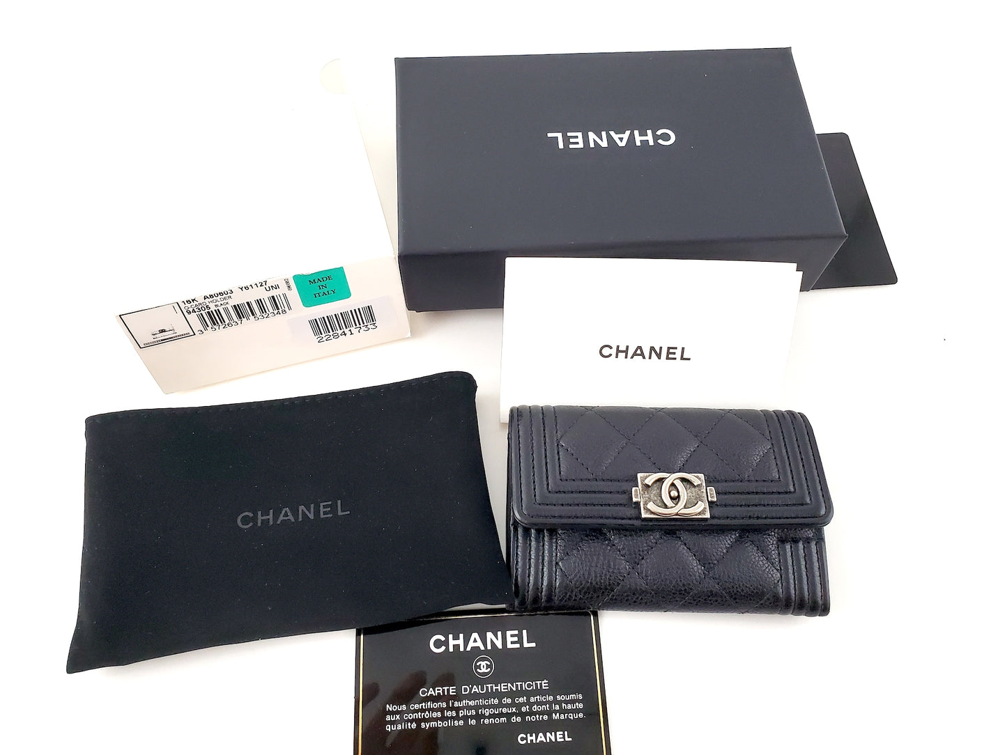 Chanel 2016 Boy Calfskin Leather O Card Holder Case