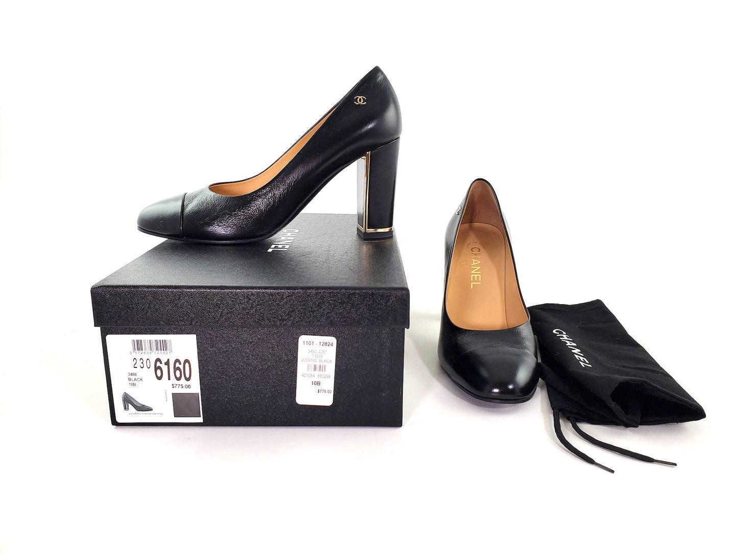CHANEL CC Logo Round Toe Pumps 40