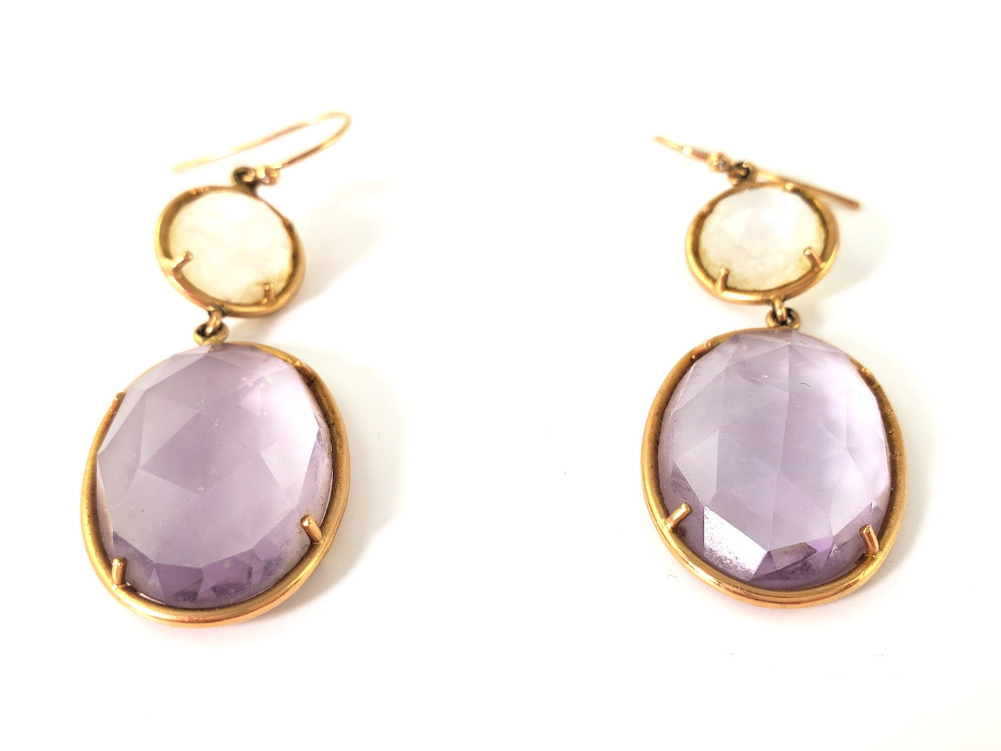 Irene Neuwirth Amethyst Rainbow Moonstone Drop Earrings