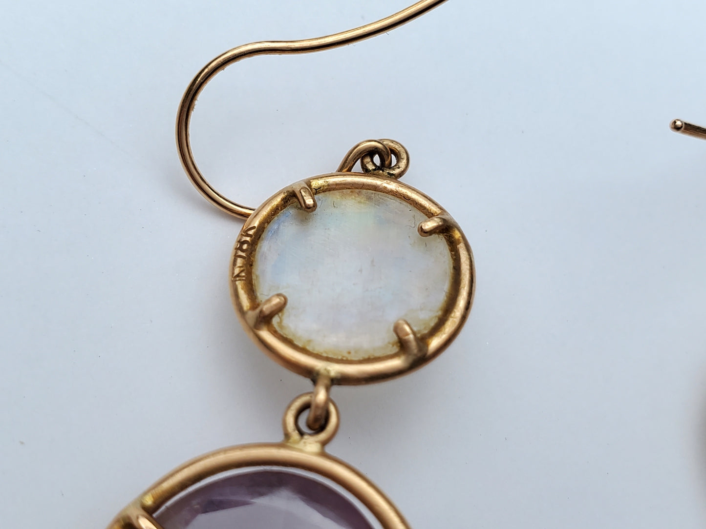Irene Neuwirth Amethyst Rainbow Moonstone Drop Earrings