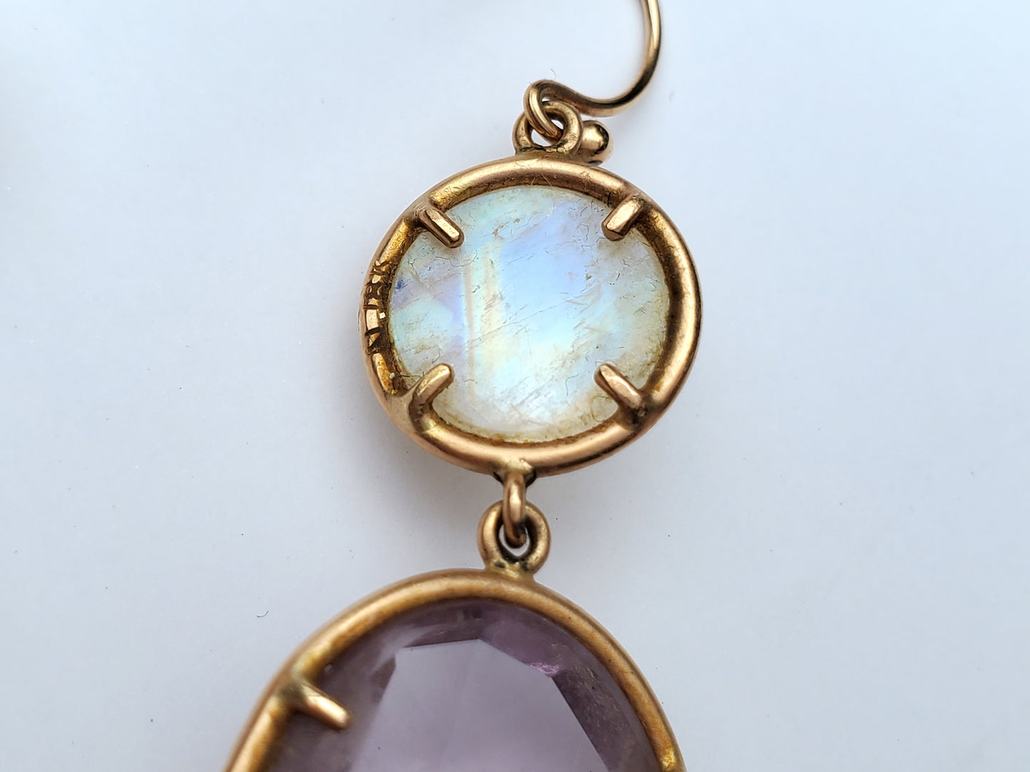 Irene Neuwirth Amethyst Rainbow Moonstone Drop Earrings