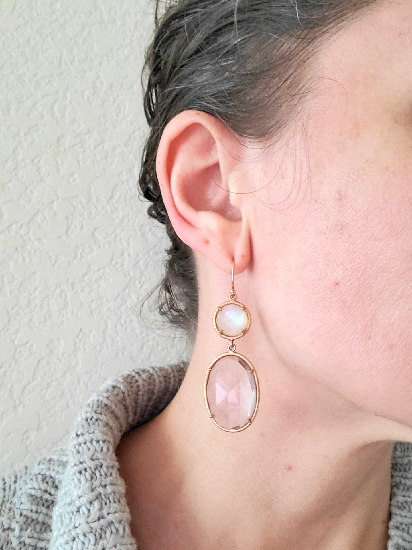 Irene Neuwirth Amethyst Rainbow Moonstone Drop Earrings